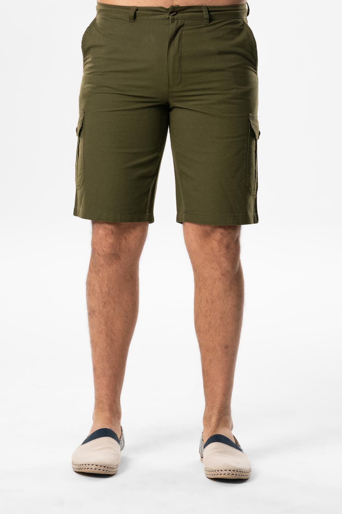 Ege Gabardine Cargo Pocket Shorts Khaki