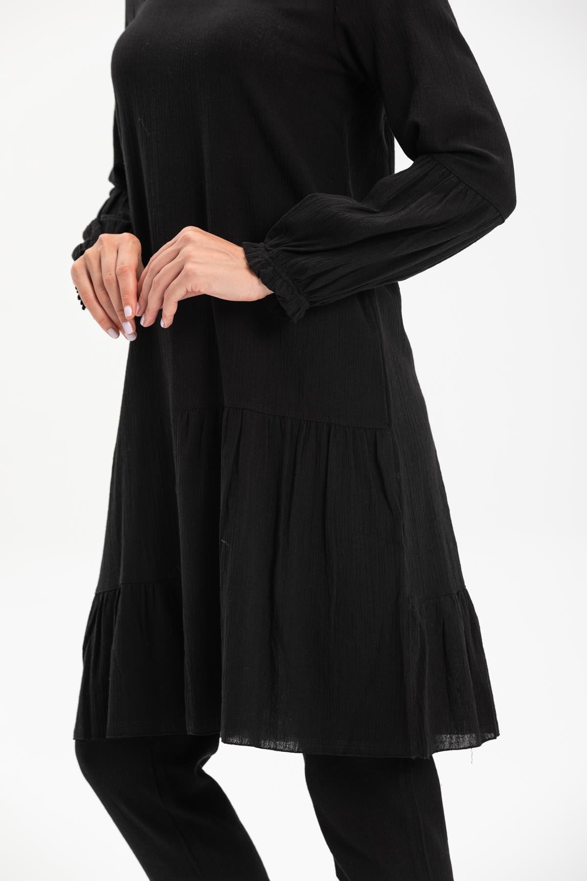 Elif Şile Bezi İkili Takım Siyah Syh