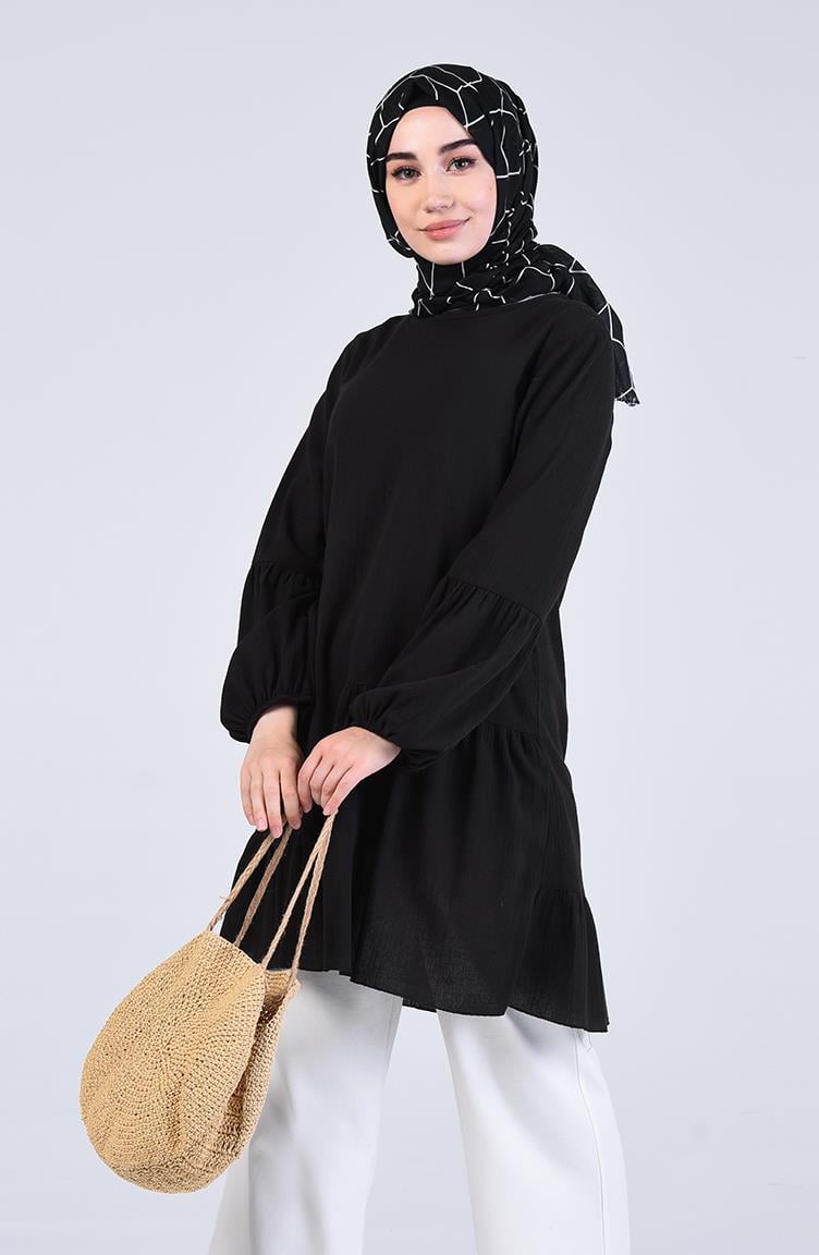 Elif Şile Bezi Tunik Siyah Syh