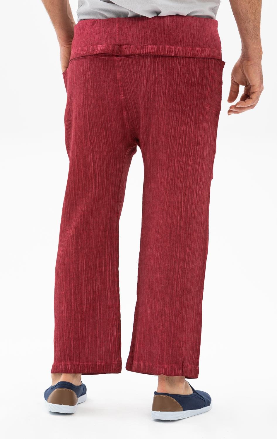 Erkek Şile Bezi Balıkçı Yazlık Pantolon Taşlı Bordo Tslbrd