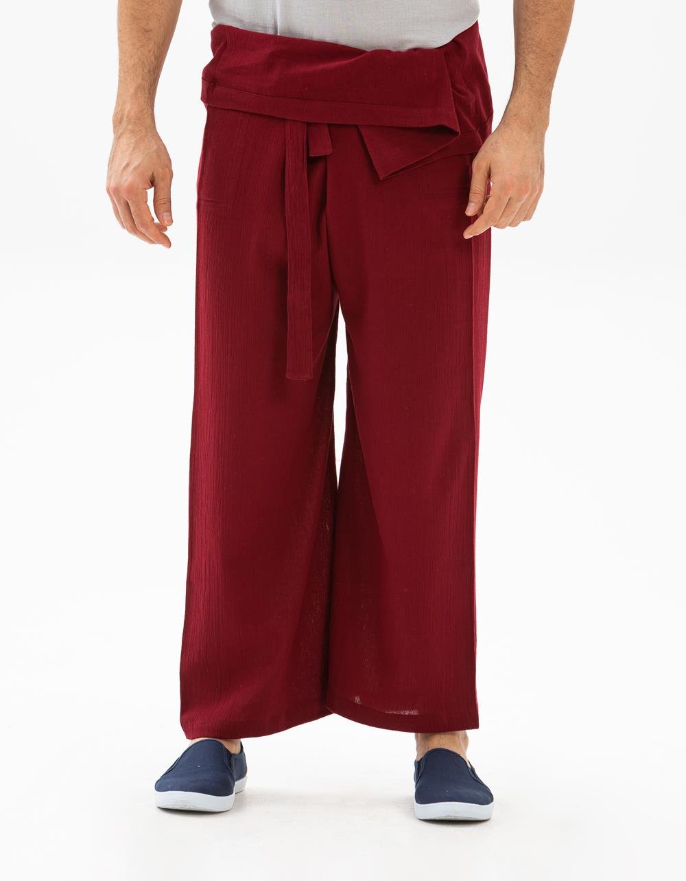 Erkek Şile Bezi Balıkçı Yazlık Pantolon Bordo Brd