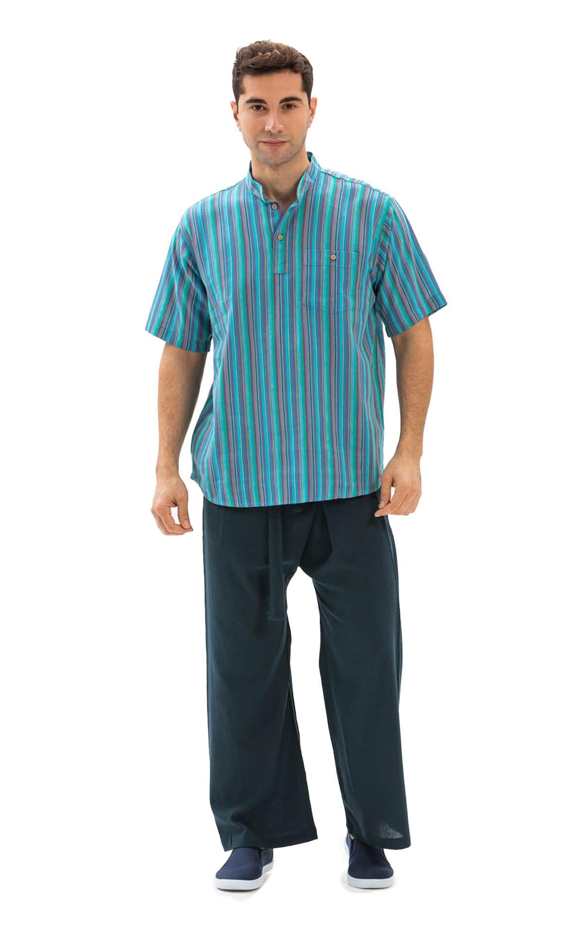 Men Sile Fabric Thai Fisherman Pants Petrol