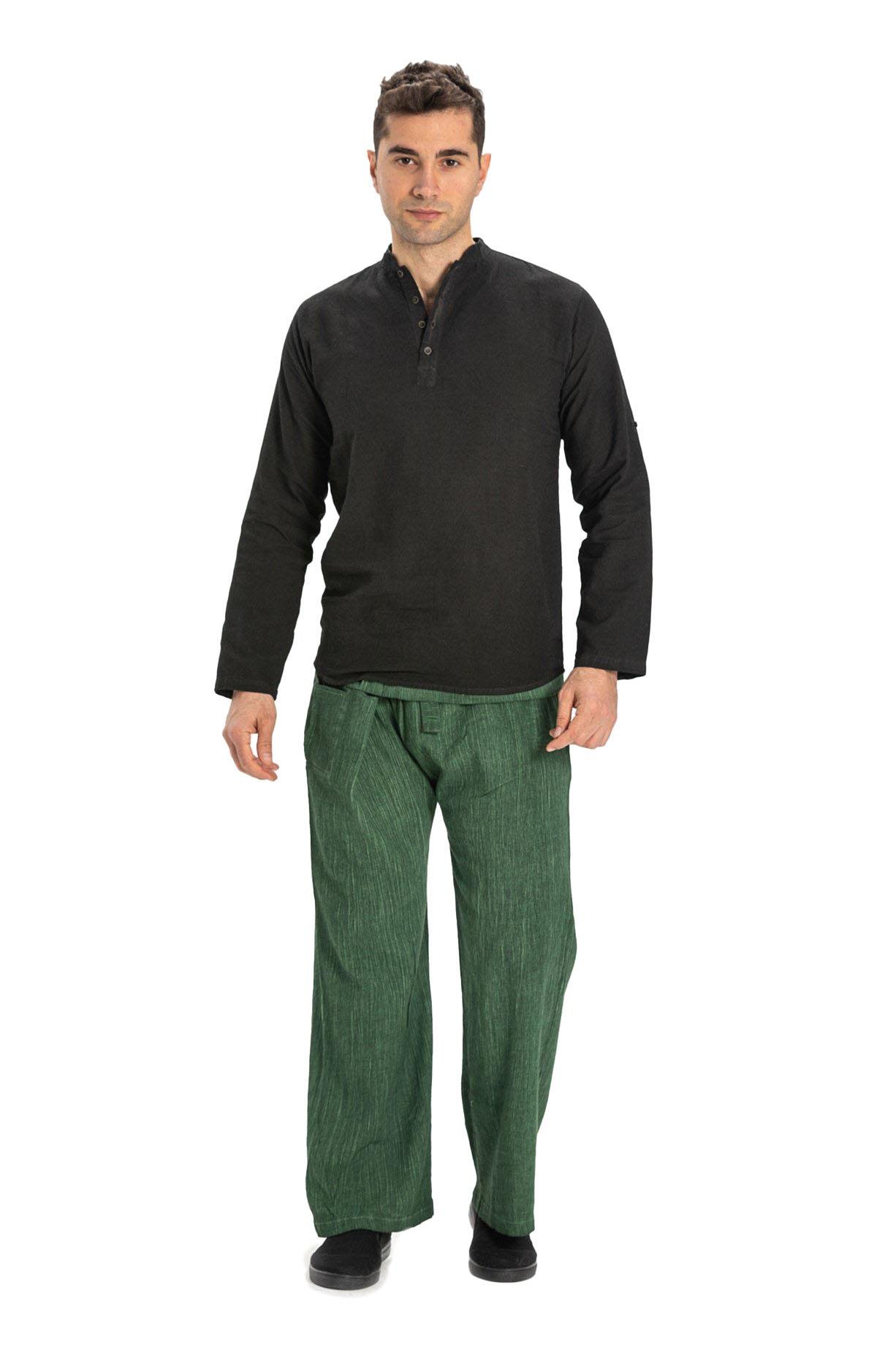 Men Sile Fabric Thai Fisherman Pants Rock Green