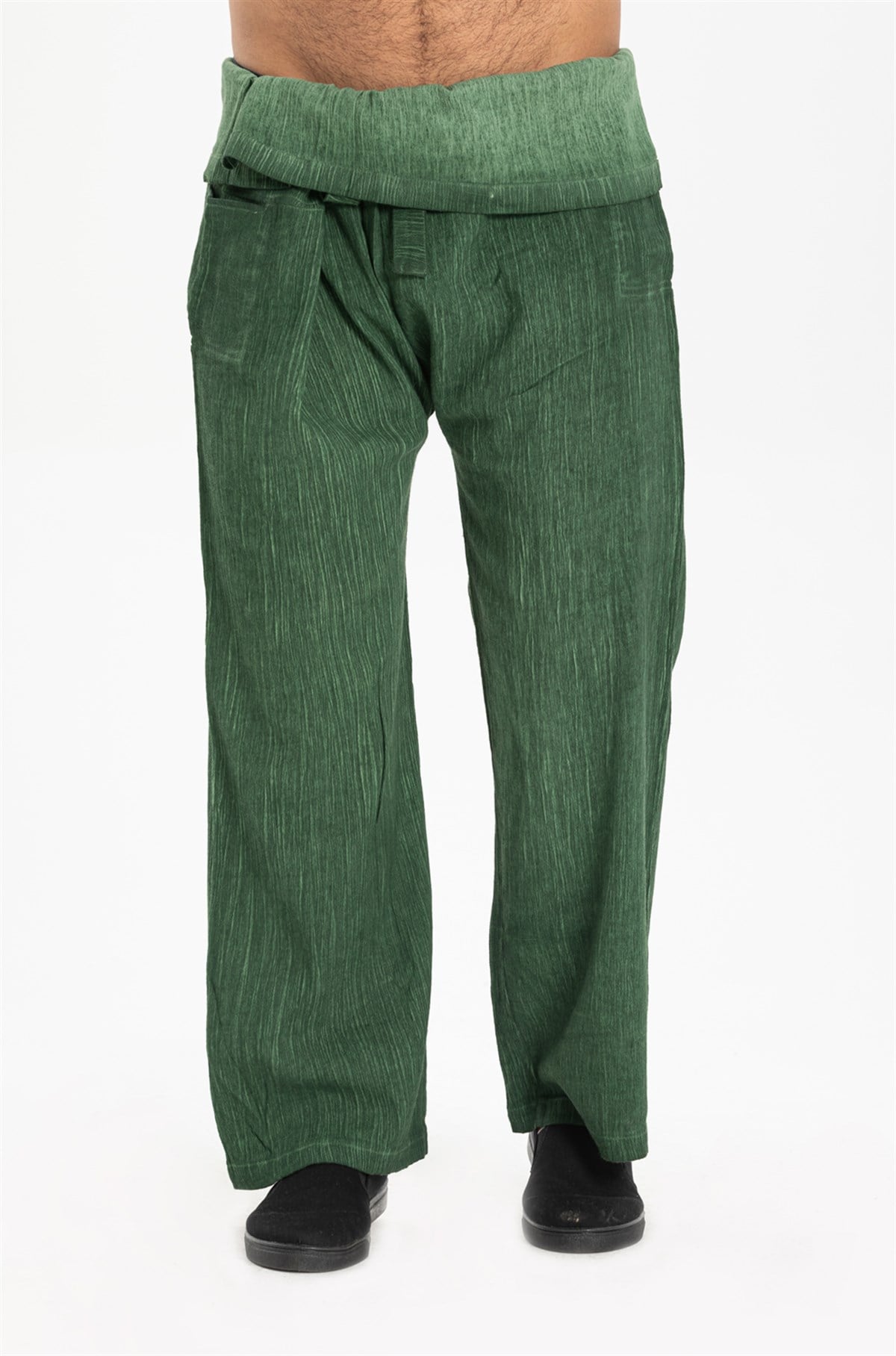 Men Sile Fabric Thai Fisherman Pants Rock Green