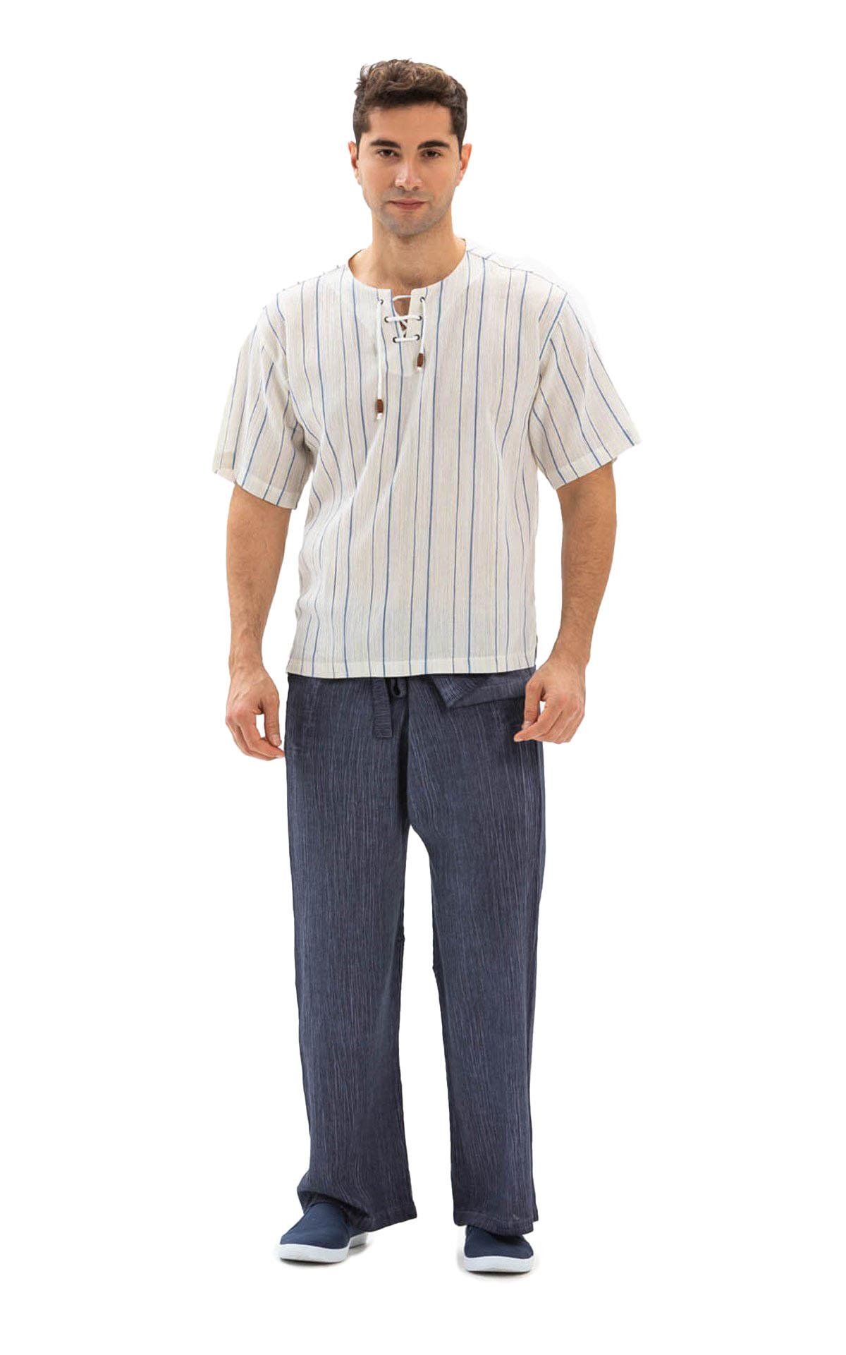 Men Sile Fabric Thai Fisherman Pants İndigo