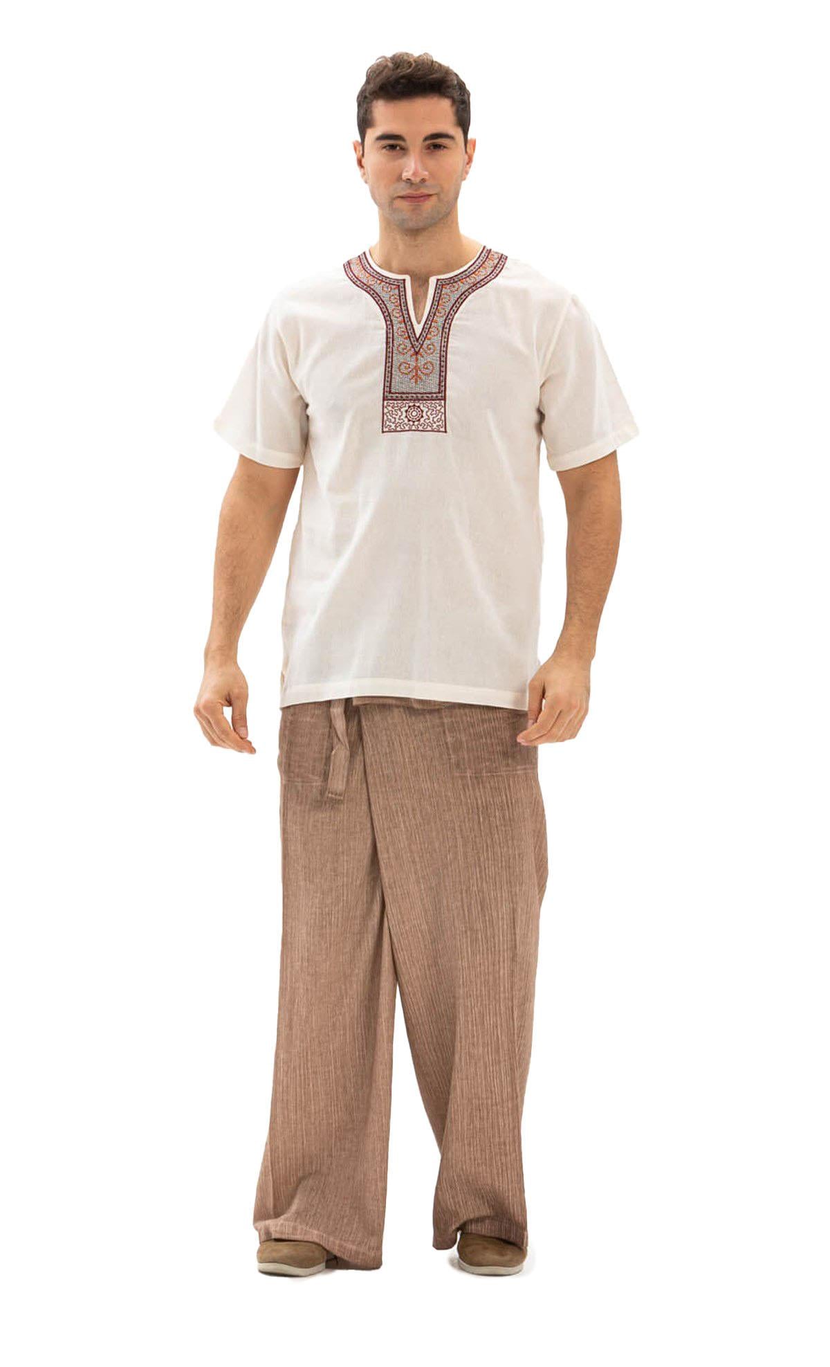 Erkek Şile Bezi Thai Balıkçı Pantolon Kahve Khv