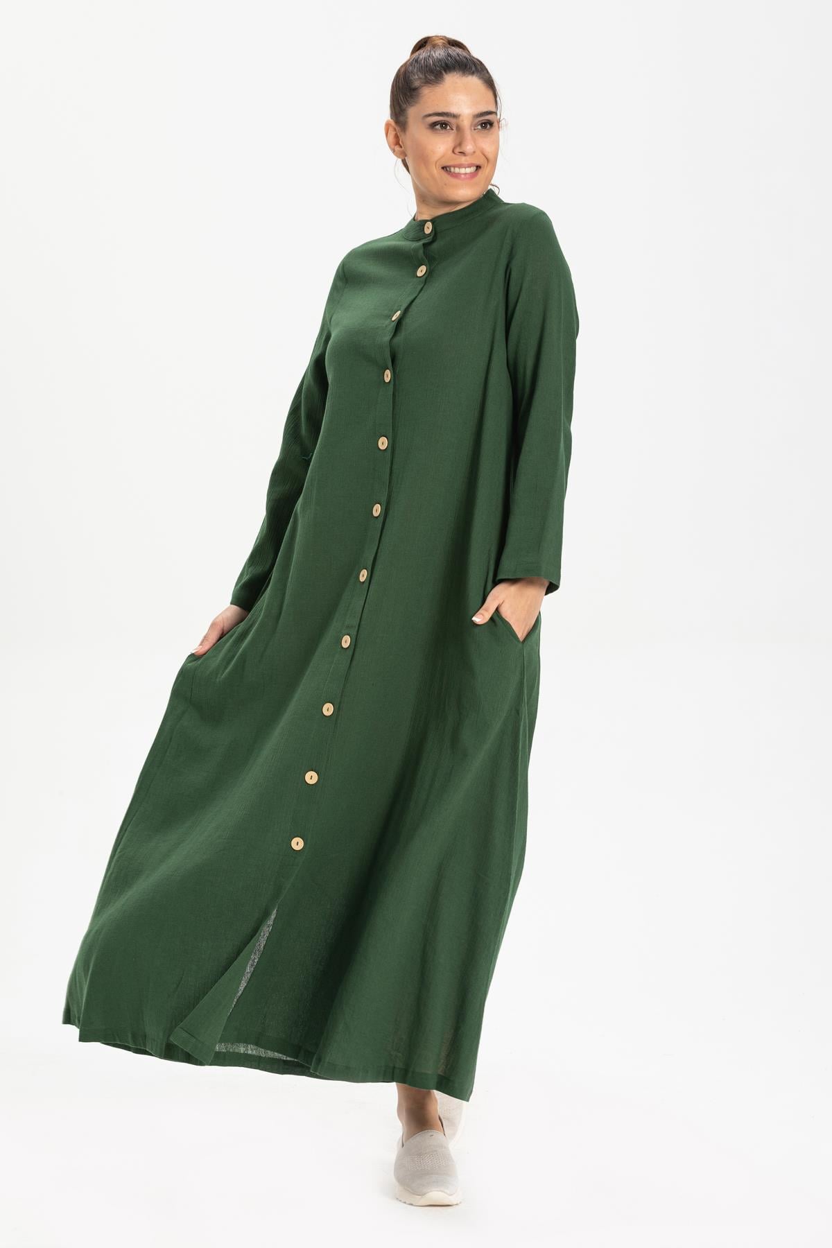 Esen Sile Fabric Abaya Green