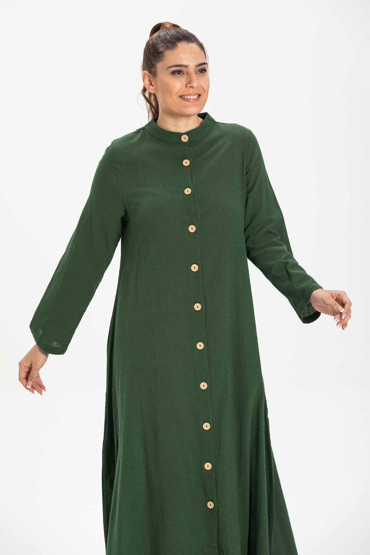 Esen Sile Fabric Abaya Green