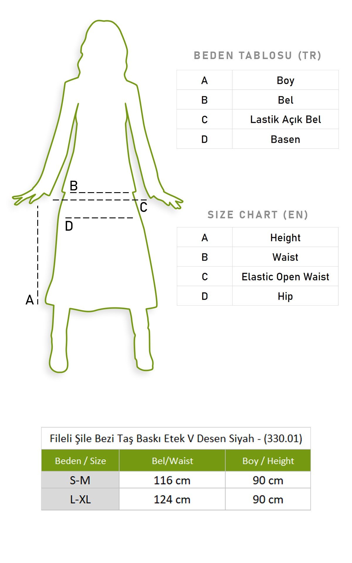 Fileli Şile Bezi Taş Baskı Etek Güneş Desen Siyah Syh