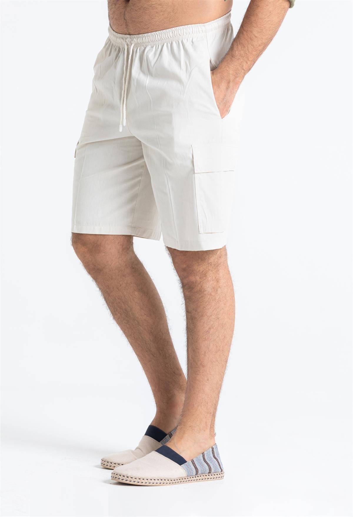 Gabardine Waistted Shorts Cream