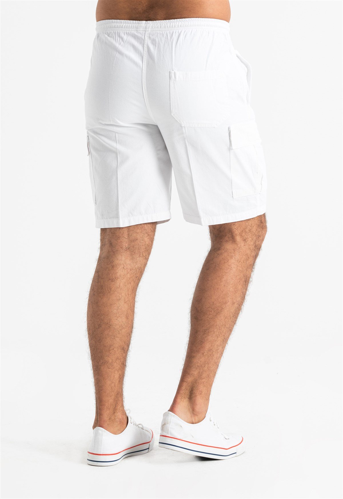 Gabardin Lastikli Erkek Şort Beyaz Byz
