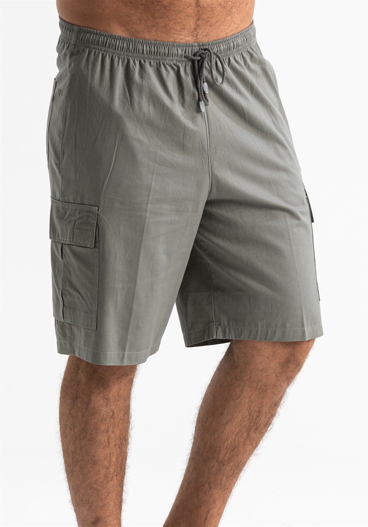 Gabardin Lastikli Erkek Şort Haki Hk