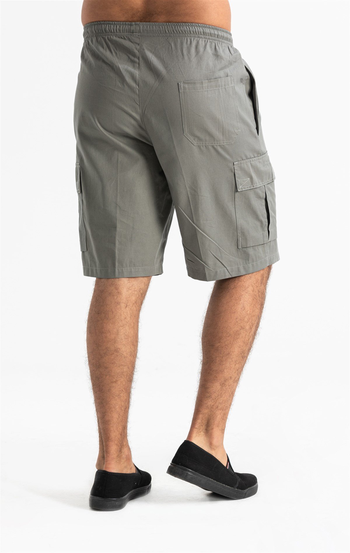 Gabardin Lastikli Erkek Şort Haki Hk