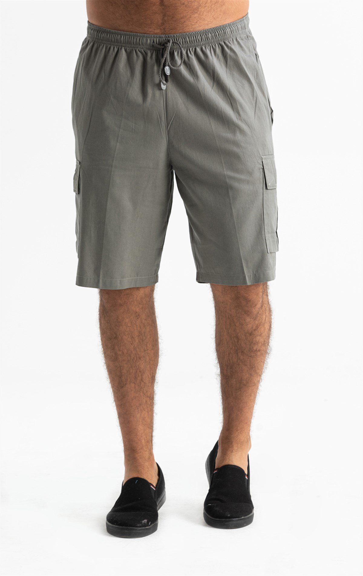 Gabardin Lastikli Erkek Şort Haki Hk