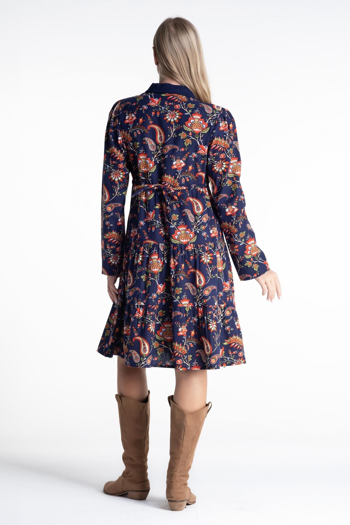 Güz Velvetin Elbise Lacivert Lcvt