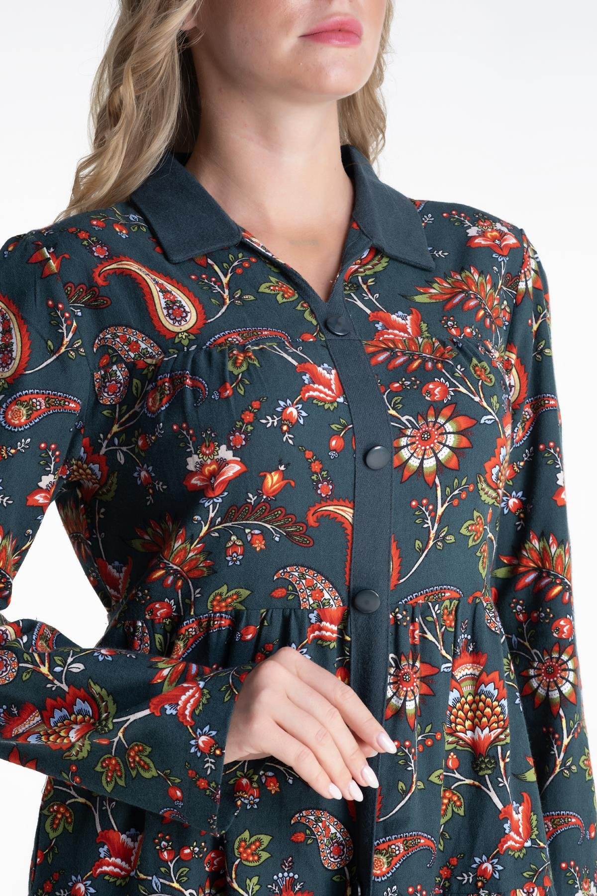 Güz Velvetin Elbise Petrol Ptrl