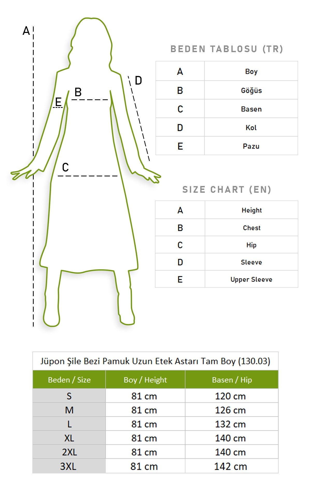 Jüpon Şile Bezi Pamuk Uzun Etek Astarı Tam Boy Jipon Beyaz Byz