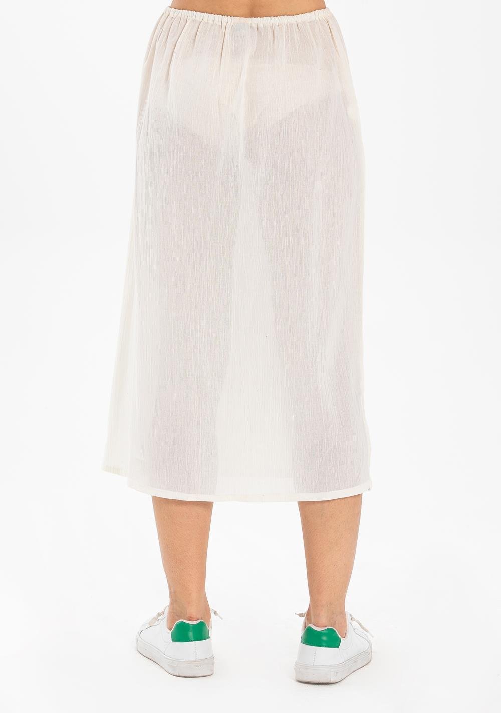 Jüpon Şile Bezi Pamuk Uzun Etek Astarı Tam Boy Jipon Krem Krm