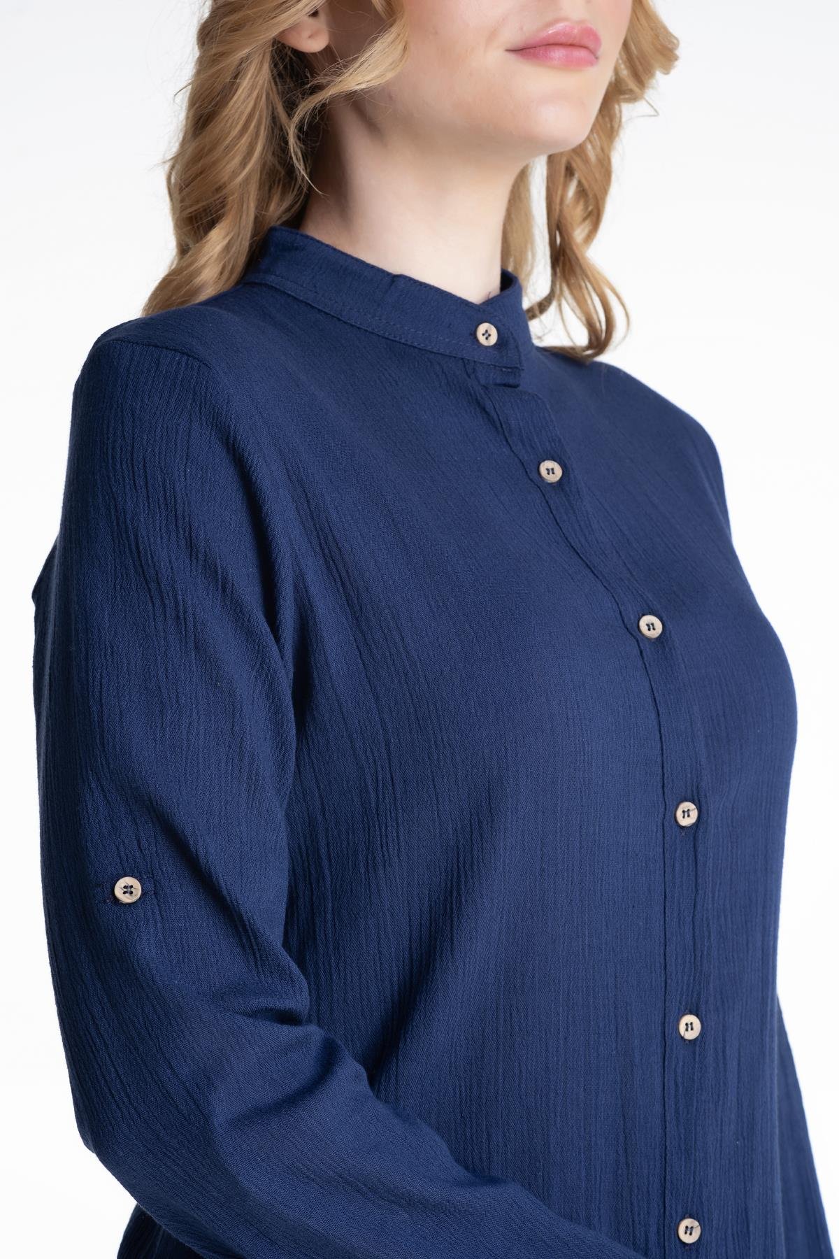 Kadın Şile Bezi Hakim Yaka Tunik Mor Mor