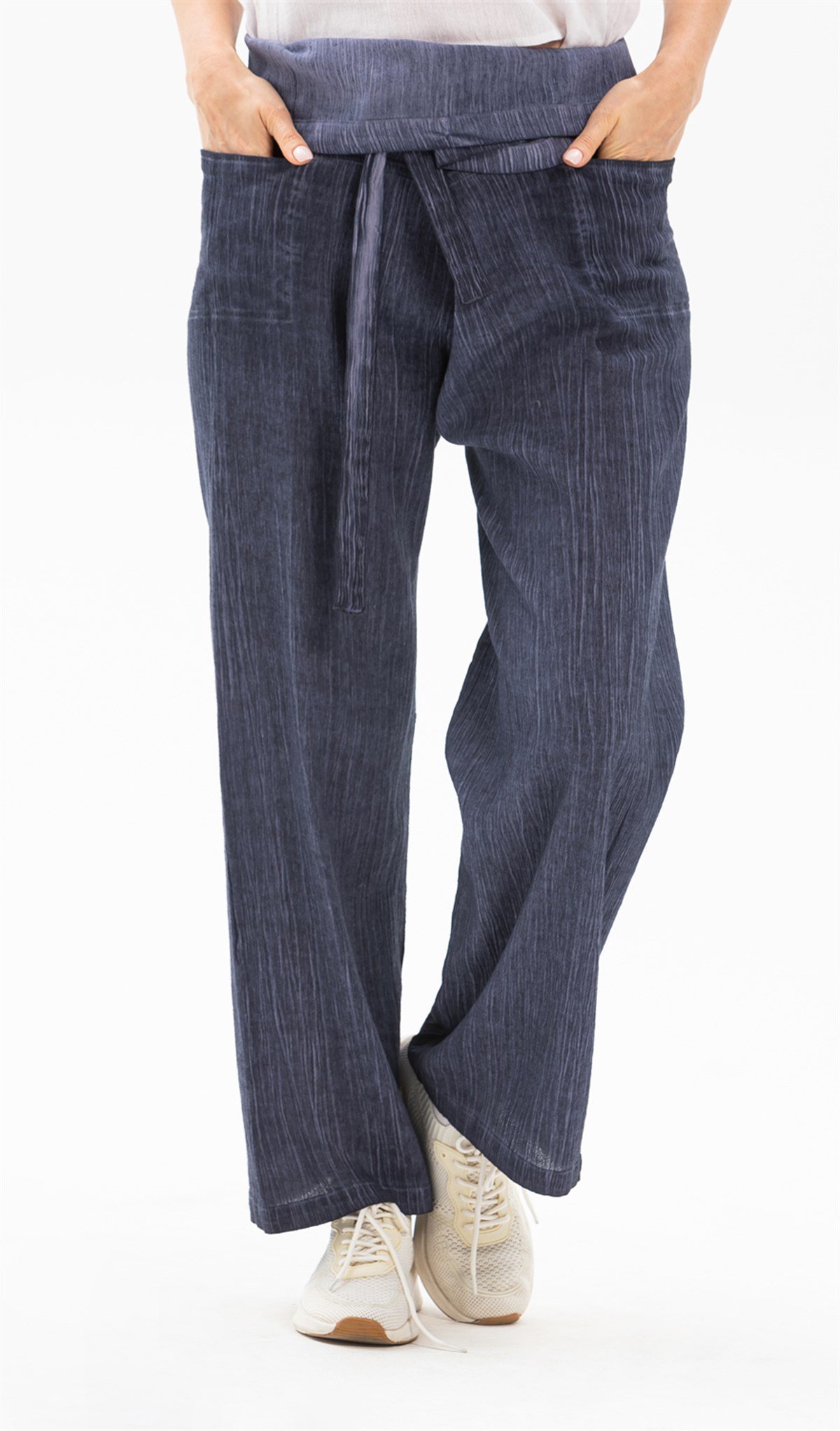 Kadın Şile Bezi Thai Balıkçı Pantolon İndigo