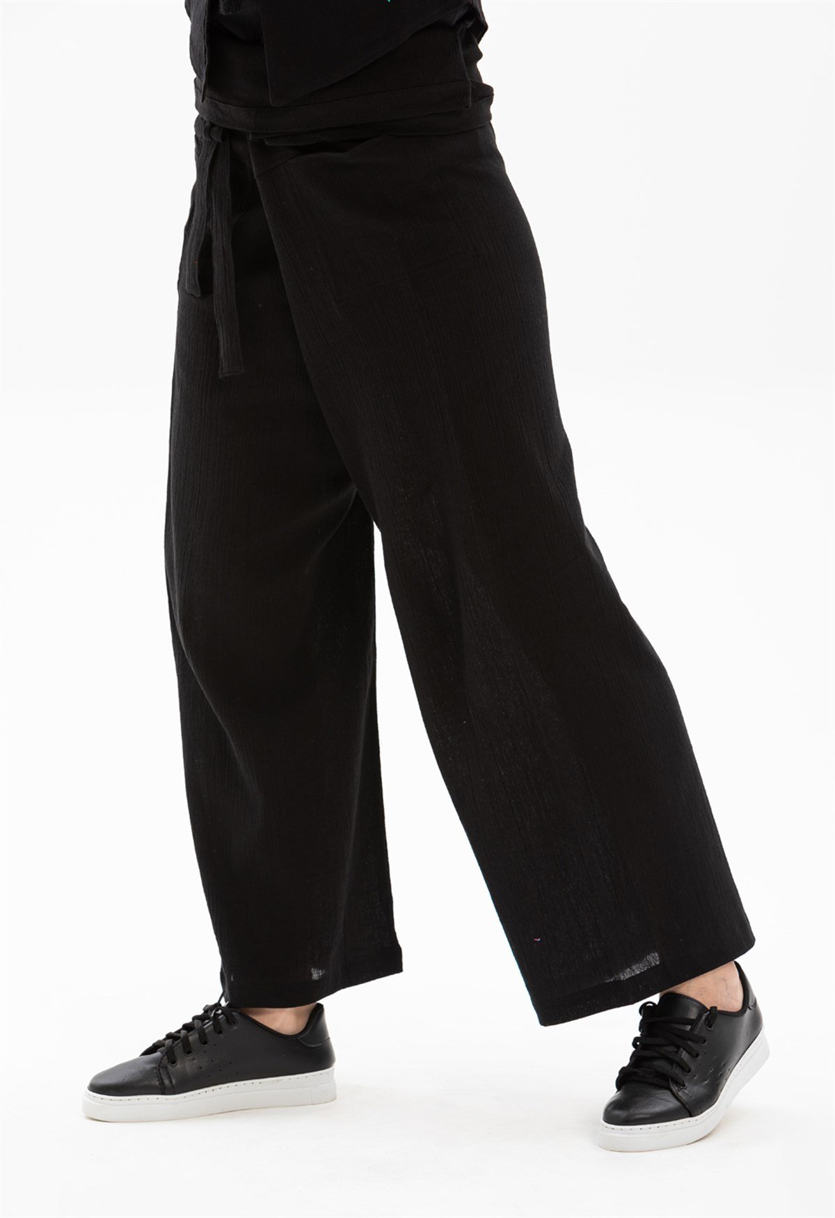 Kadın Şile Bezi Thai Balıkçı Pantolon Siyah