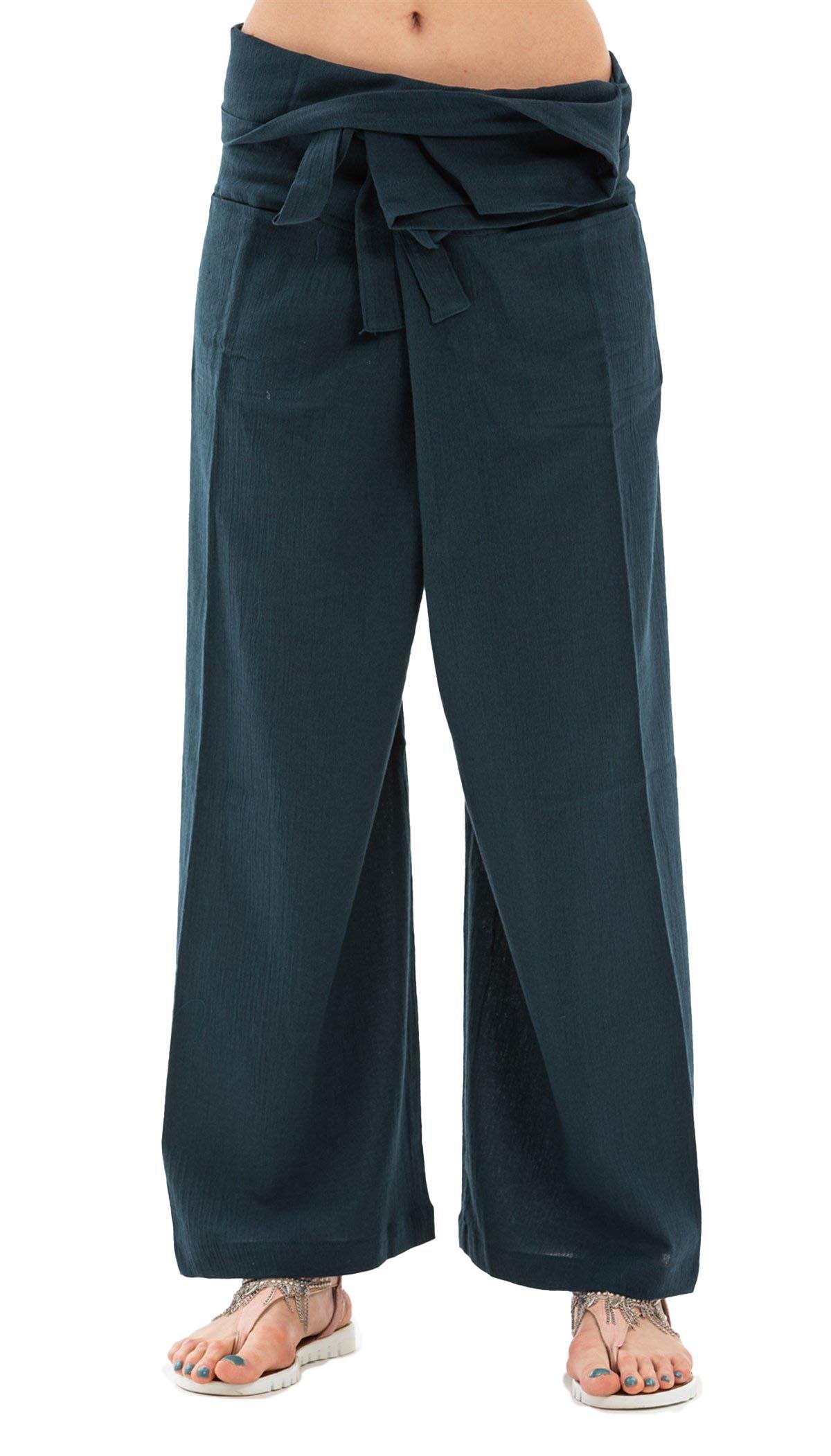 Women Sile Fabric Thai Fisherman Pants Petrol
