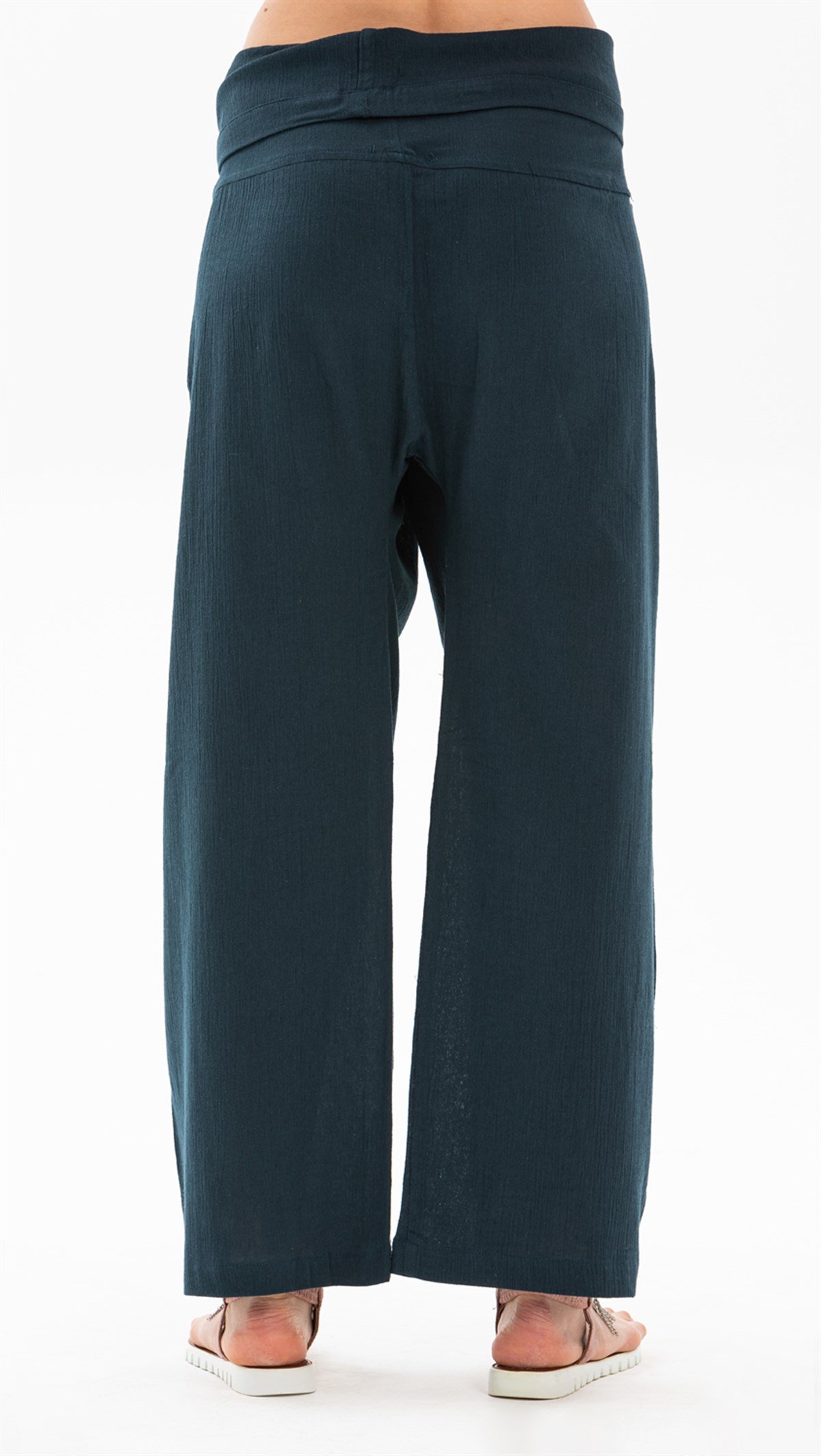 Kadın Şile Bezi Thai Balıkçı Pantolon Petrol