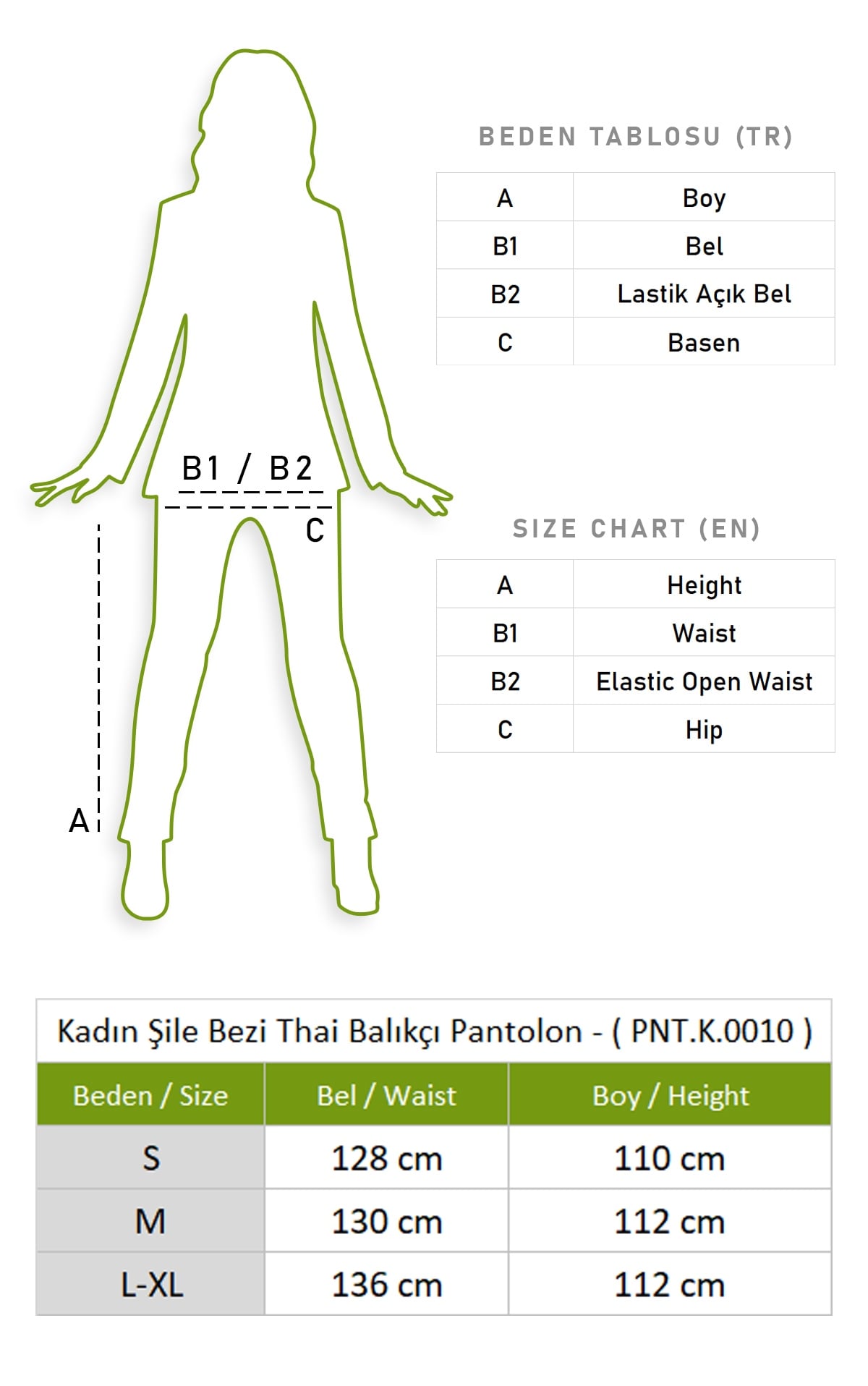 Kadın Şile Bezi Thai Balıkçı Pantolon Taşlı Yeşil Tslysl