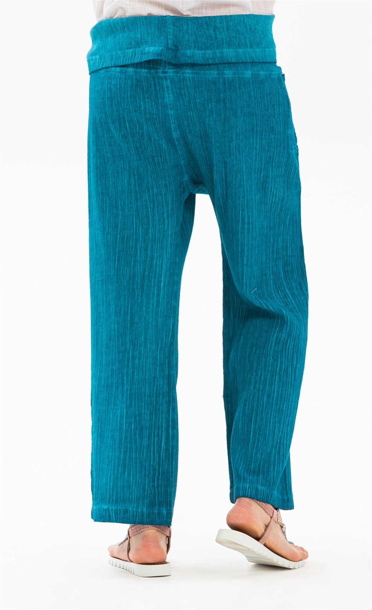Kadın Şile Bezi Thai Balıkçı Pantolon Turkuaz