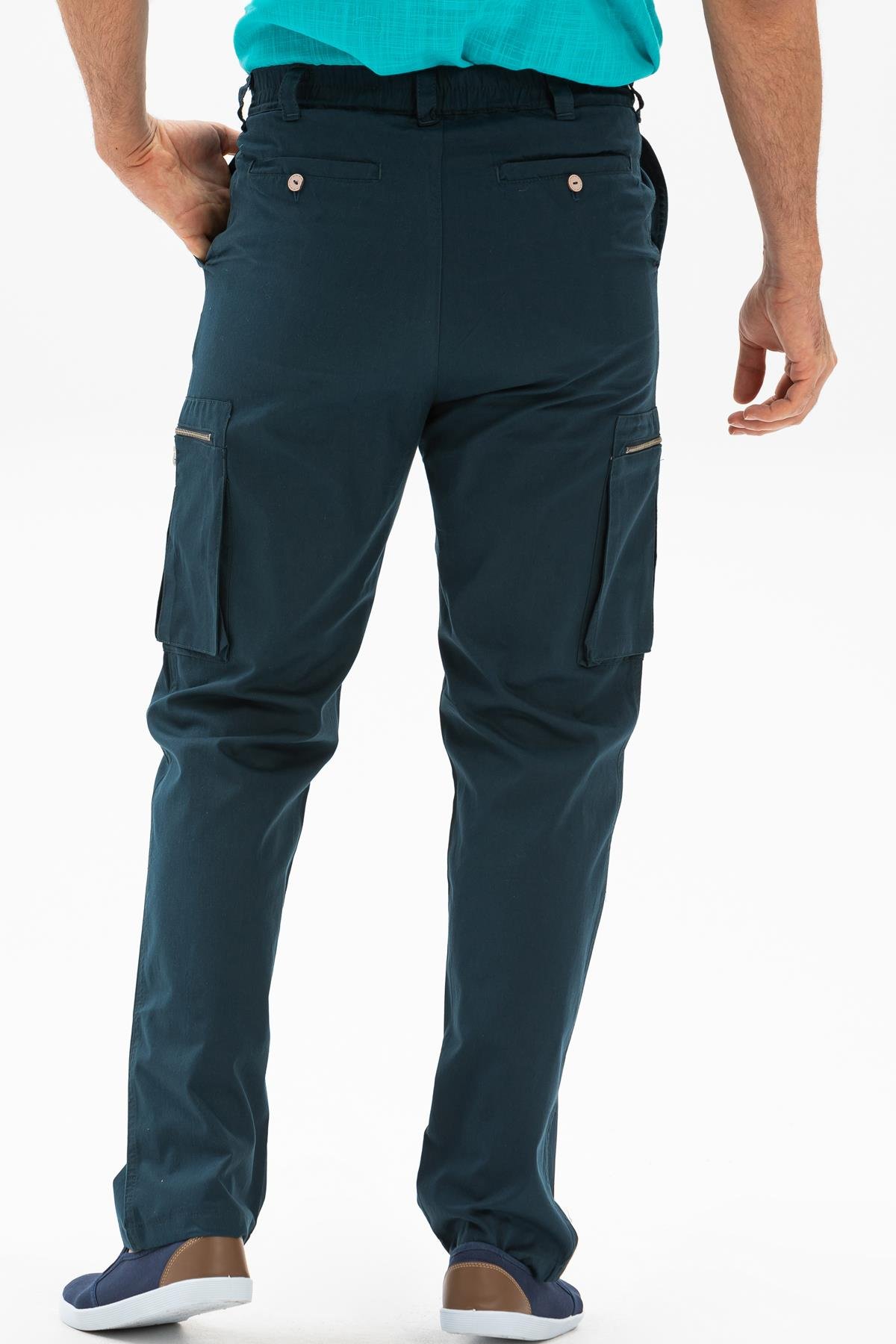 Kargo Cepli Gabardin Erkek Pantolon Petrol Ptrl