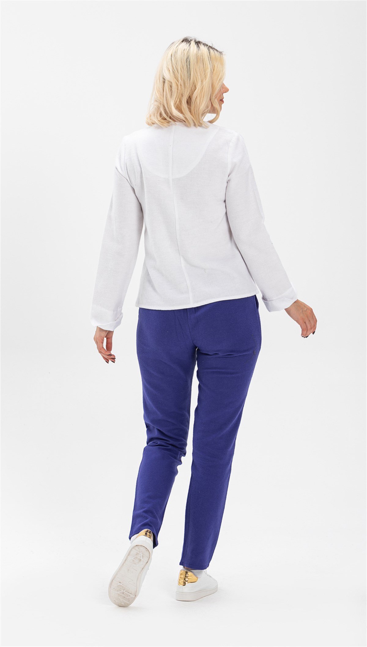 Kemerli Pantolon Saks