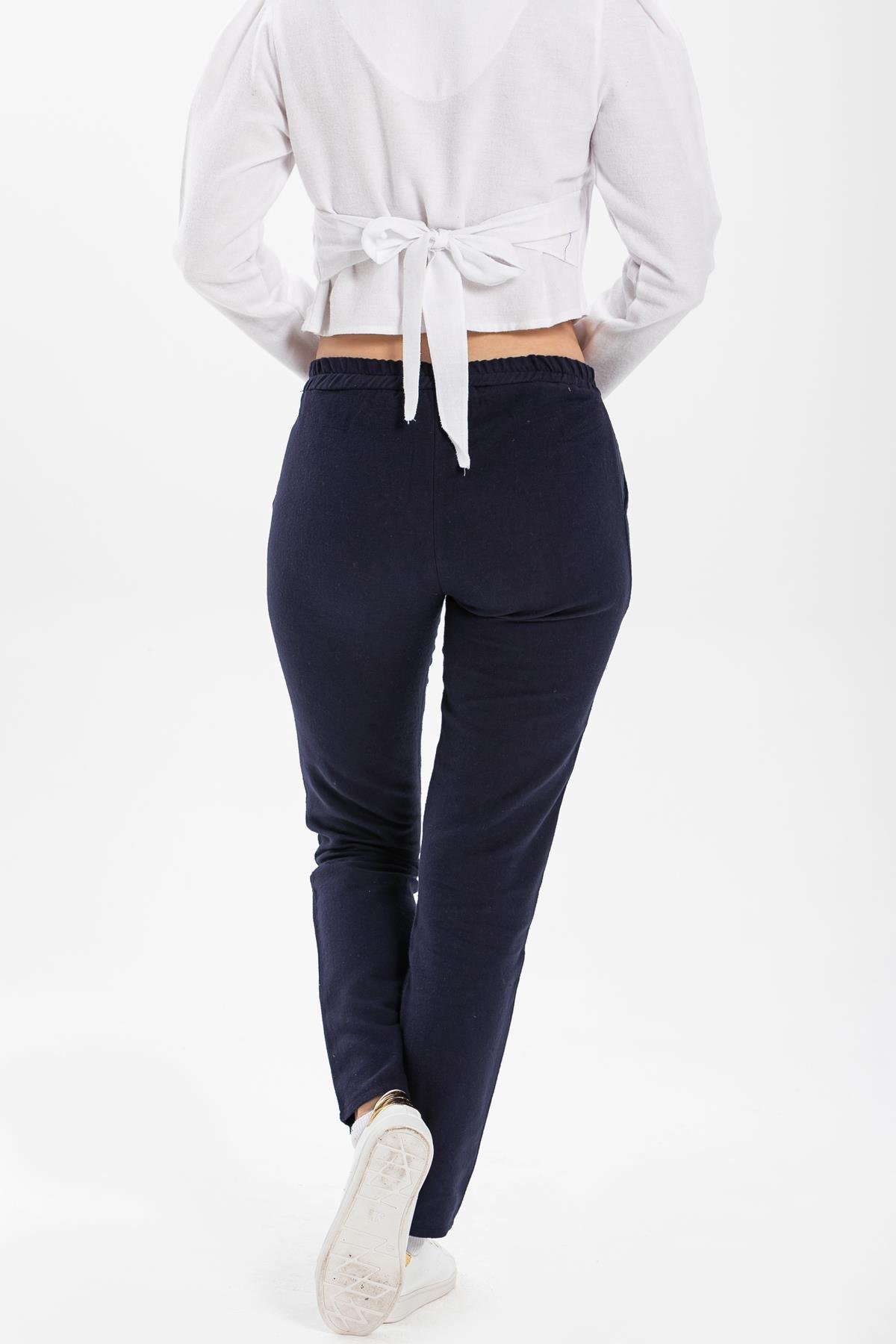 Waistt Flannel  Trousers Navy Blue