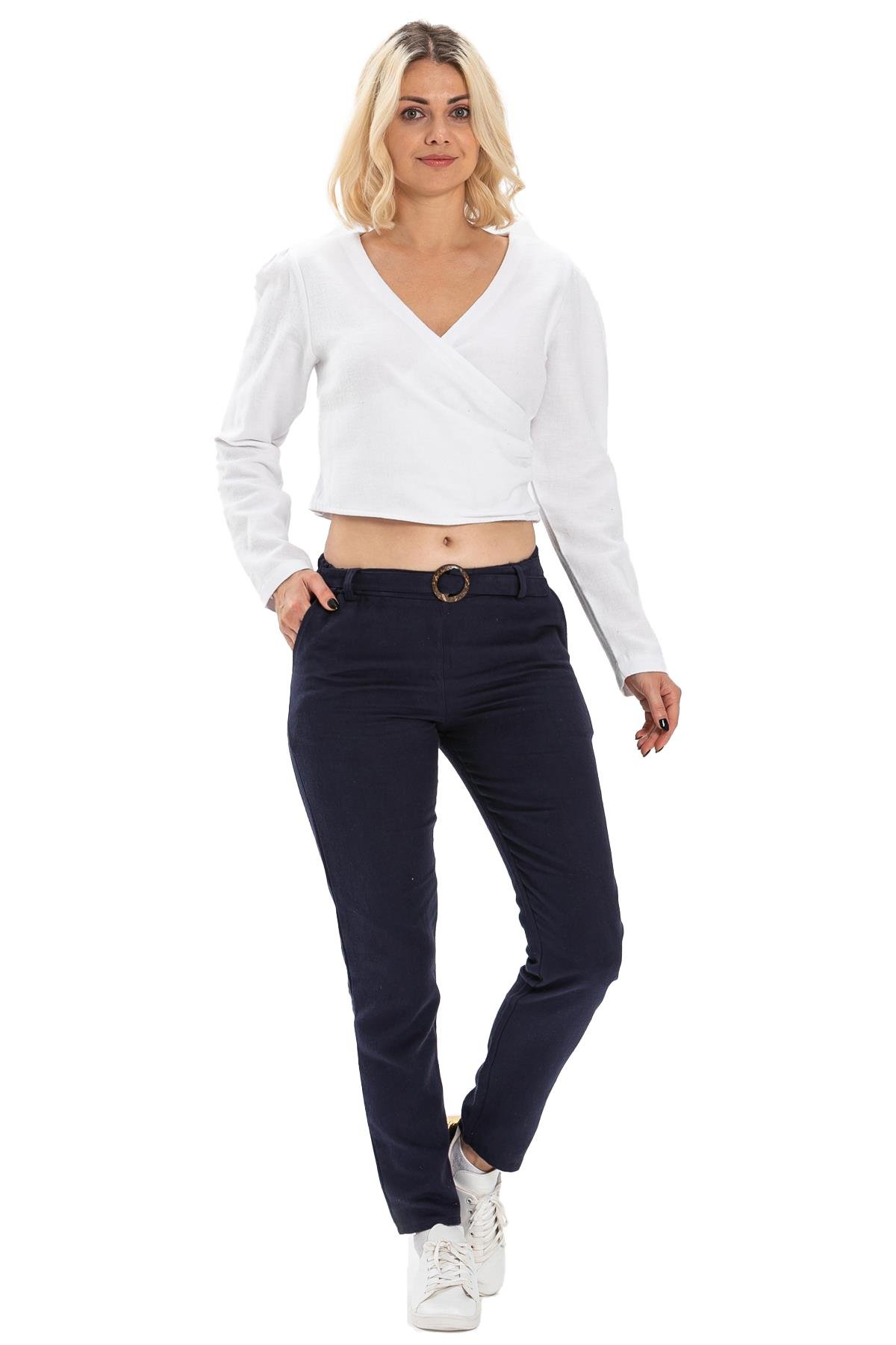 Waistt Flannel  Trousers Navy Blue