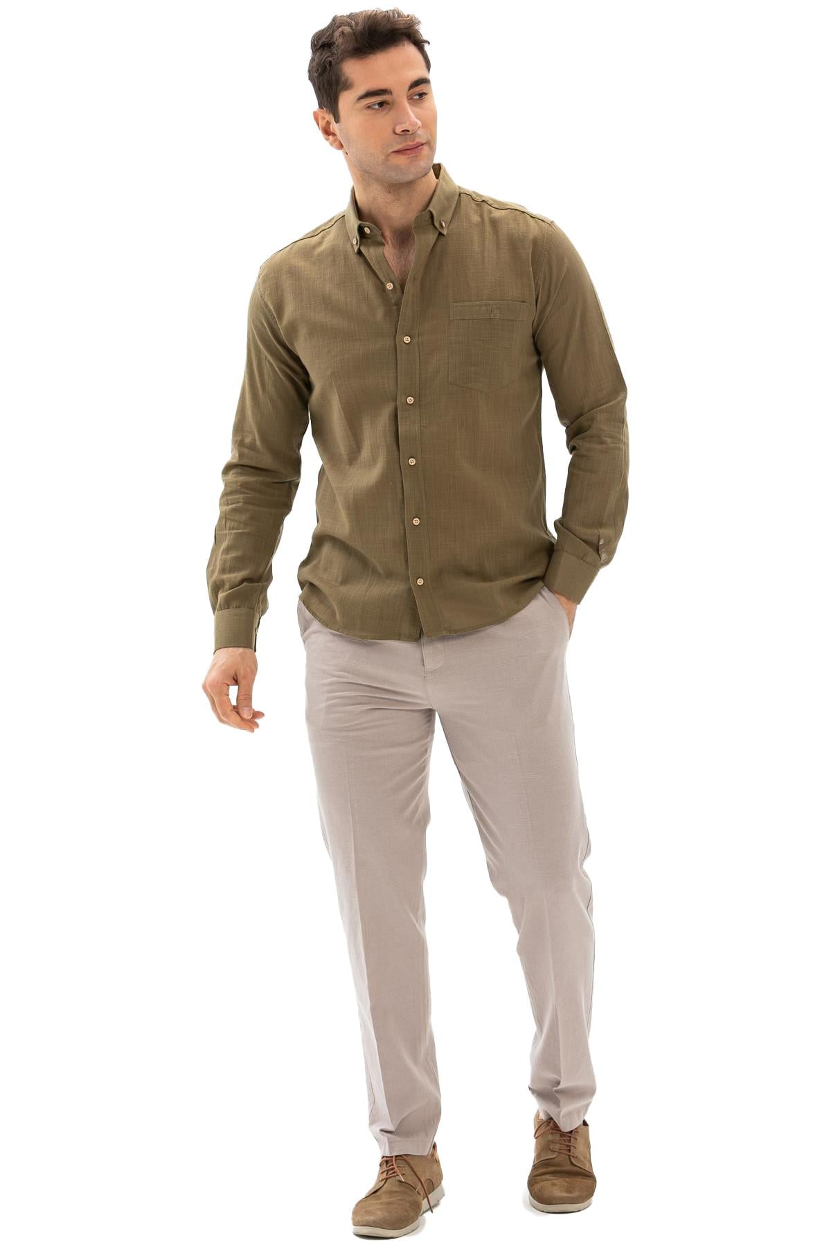 Linen Men Pants Mink