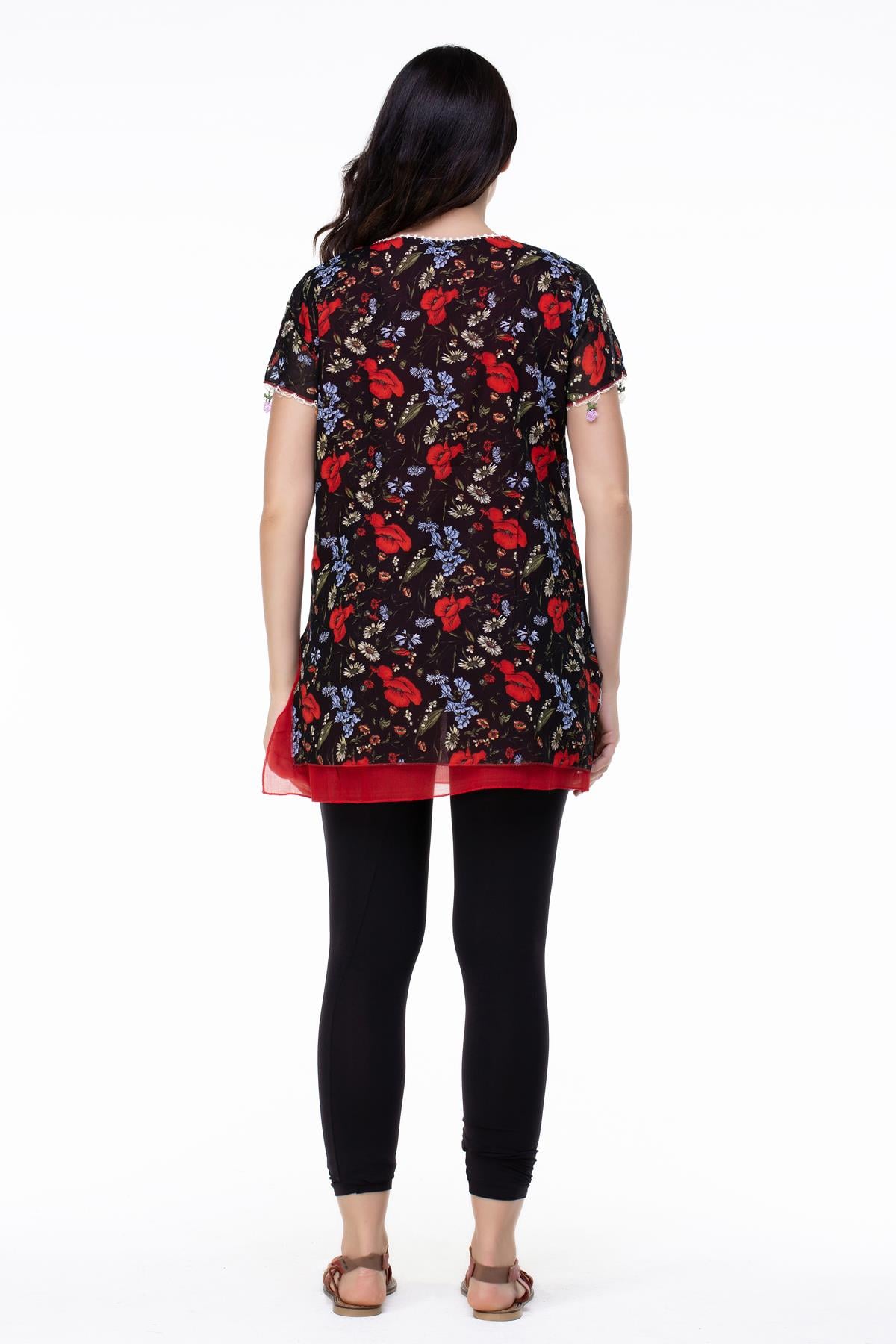 Short Sleeve Ceyda Voile Blouse Black