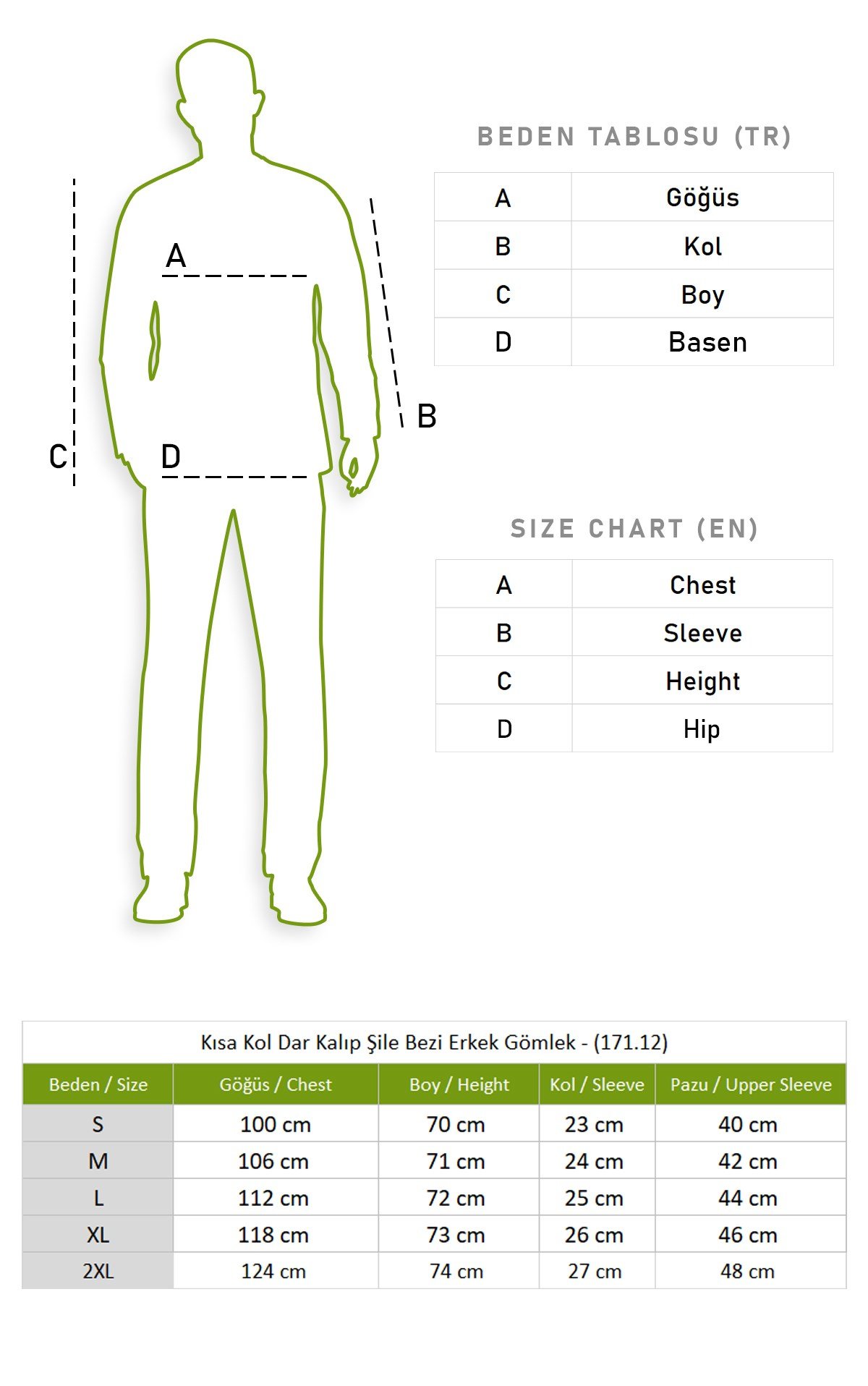 Kısa Kol Dar Kalıp Şile Bezi Erkek Gömlek Taş 3031