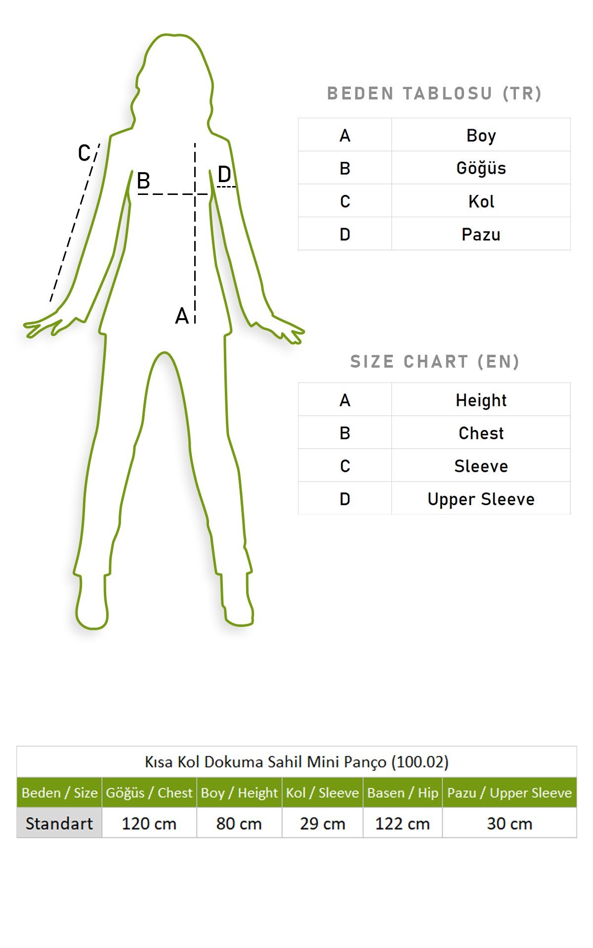Kısa Kol Dokuma Sahil Mini Panço Renkli Rnk