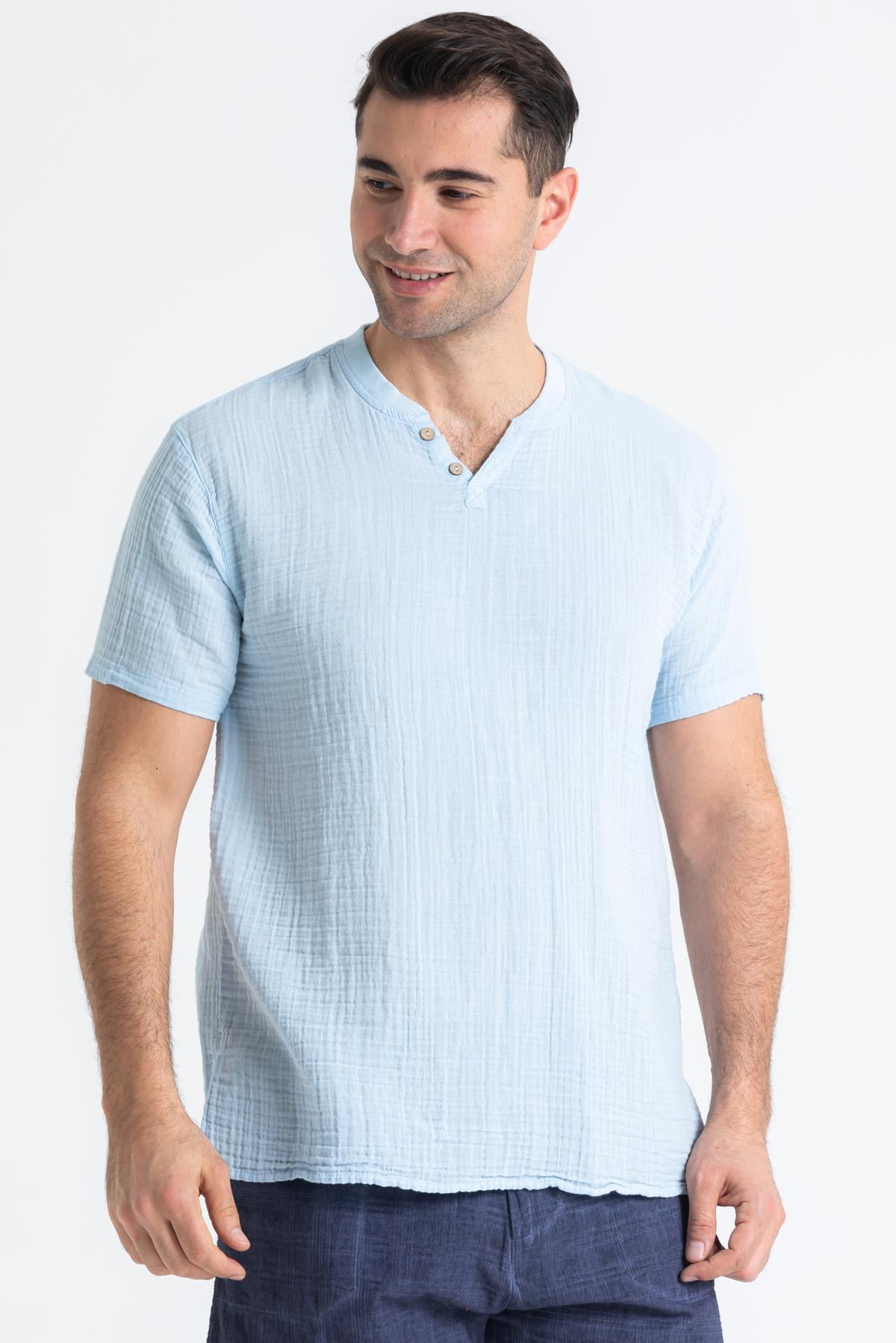 Ribanalı Tshirt Buz Mavi Bmv