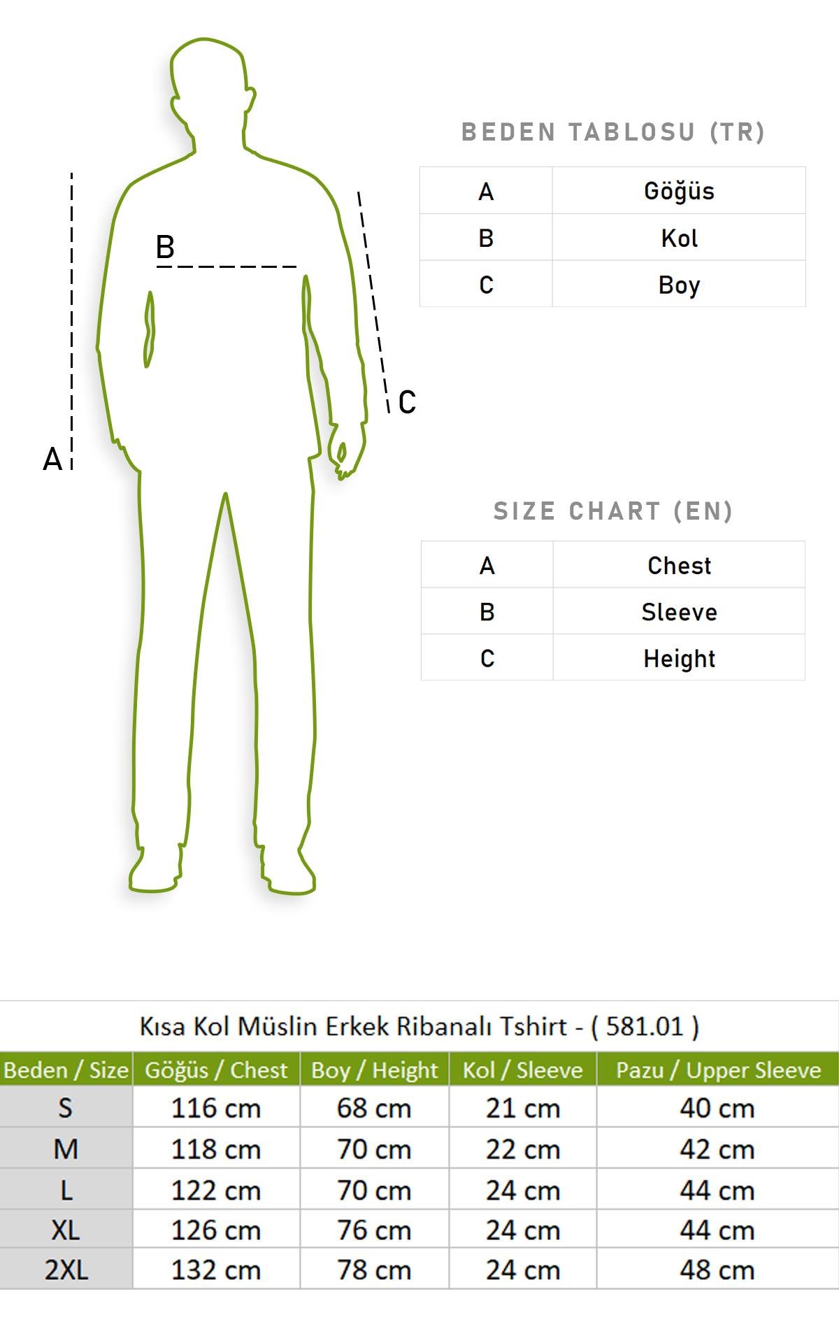 Kısa Kol Müslin Erkek Ribanalı Tshirt Vizon Vzn