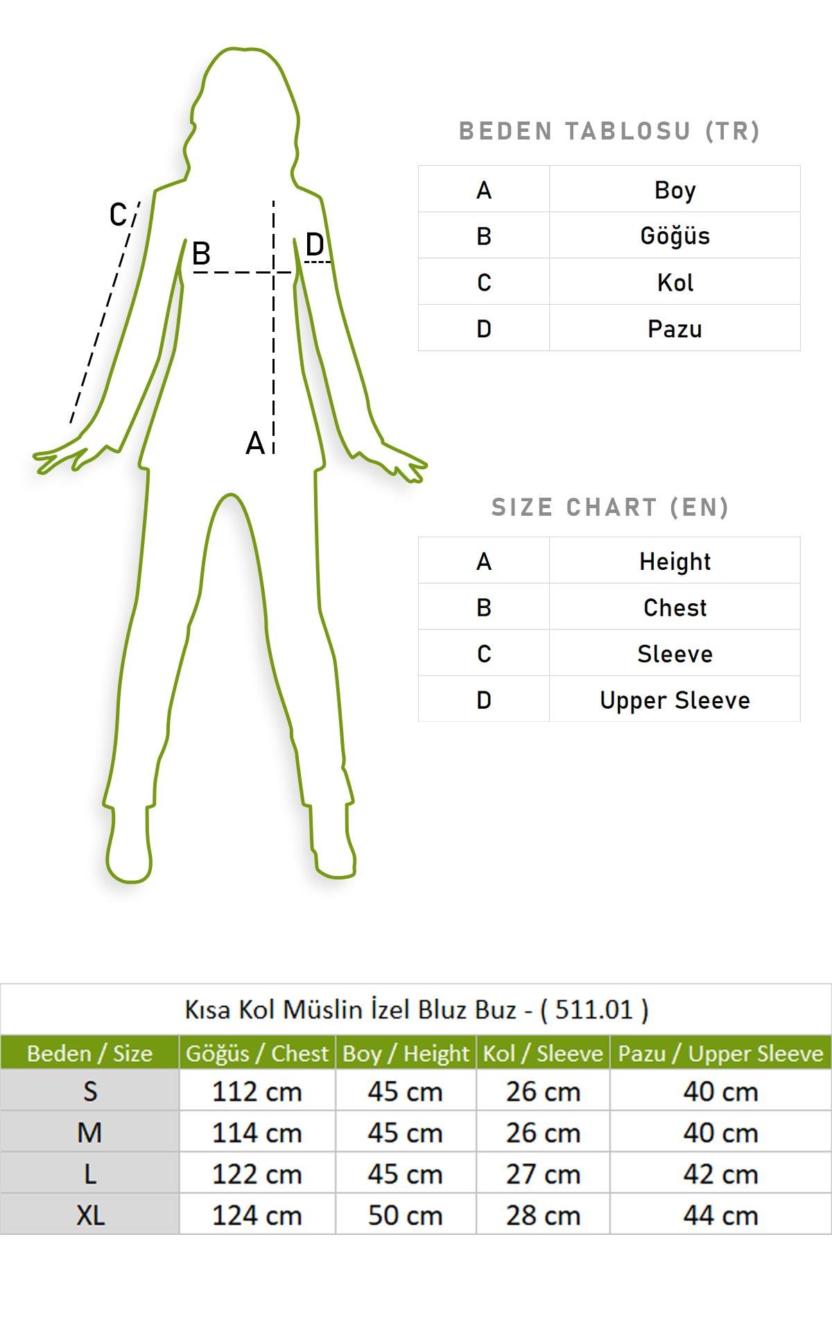 Kısa Kol Müslin İzel Bluz Beyaz Byz