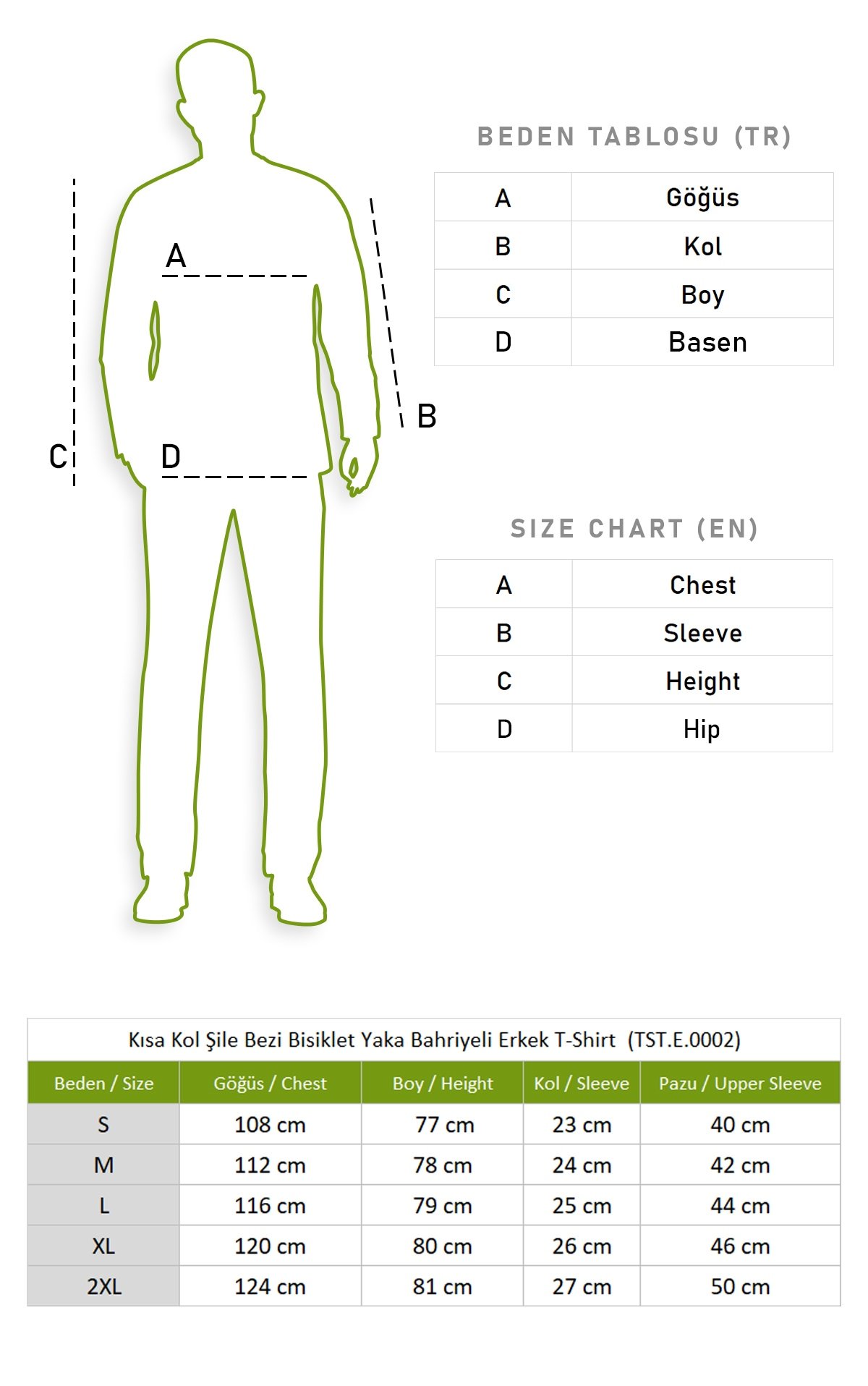 Kısa Kol Şile Bezi Bisiklet Yaka Bahriyeli Erkek T-Shirt Siyah Syh