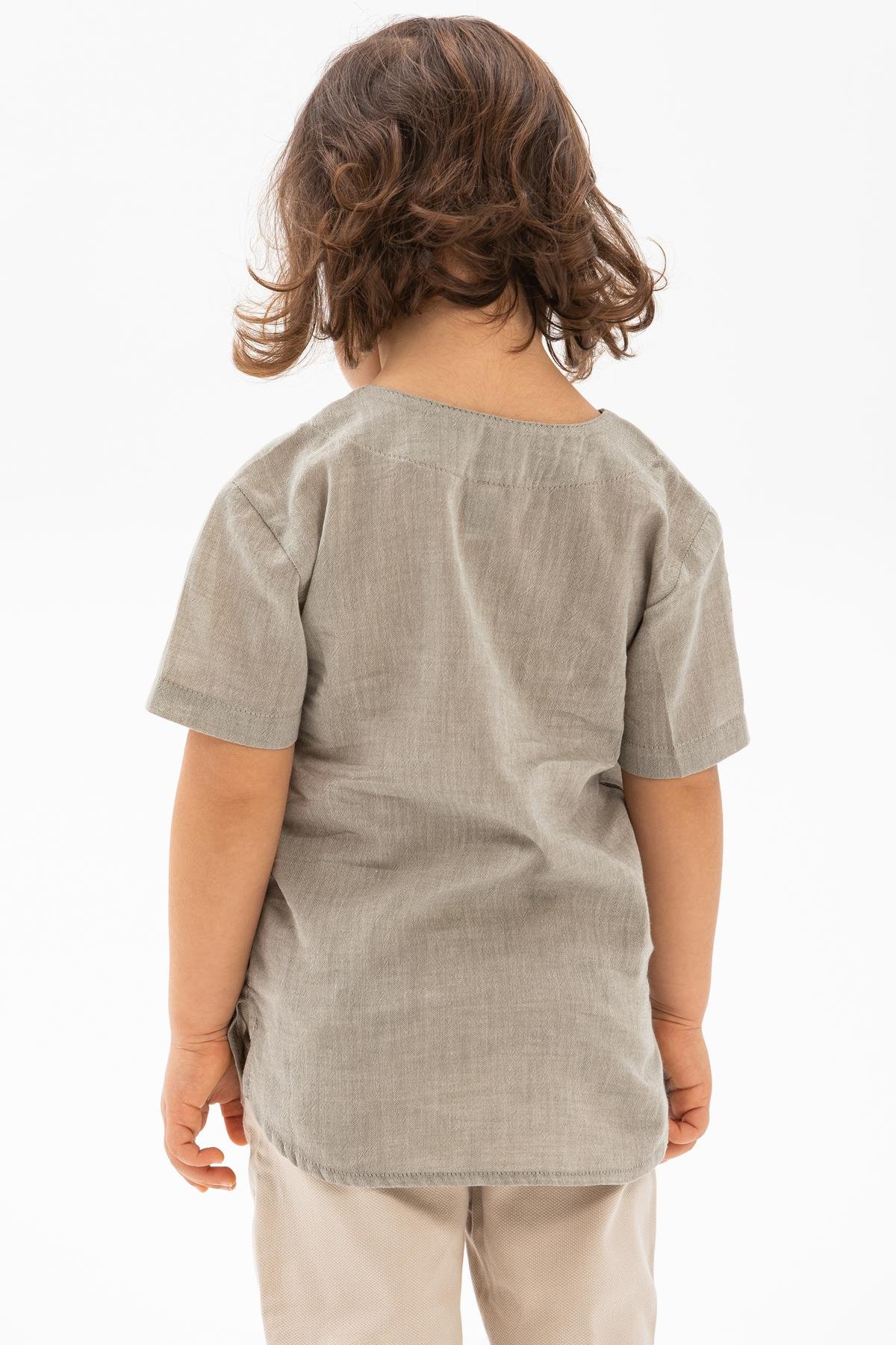 Kısa Kol Şile Bezi Bisiklet Yaka Erkek Çocuk Tshirt Taş 3031