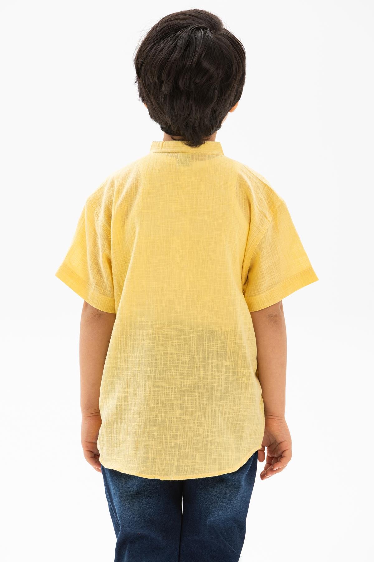 Kısa Kol Şile Bezi Bodrum Erkek Çocuk Tshirt Sarı 3073