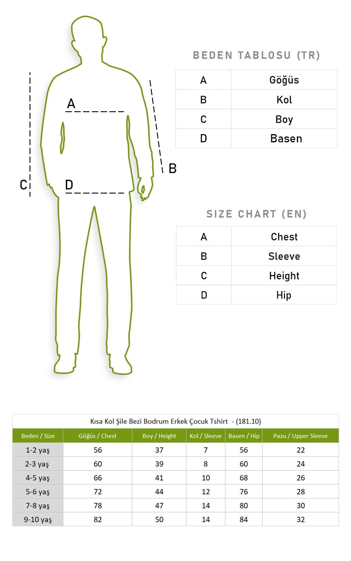 Kısa Kol Şile Bezi Bodrum Erkek Çocuk Tshirt Kırmızı 3051