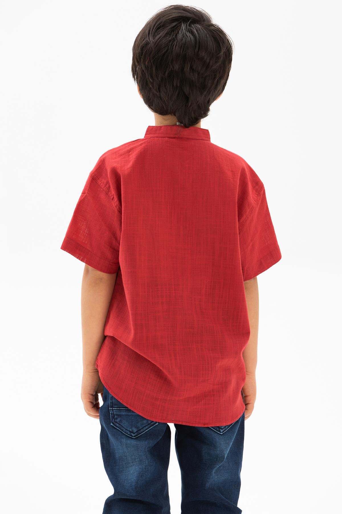 Kısa Kol Şile Bezi Bodrum Erkek Çocuk Tshirt Kırmızı 3051