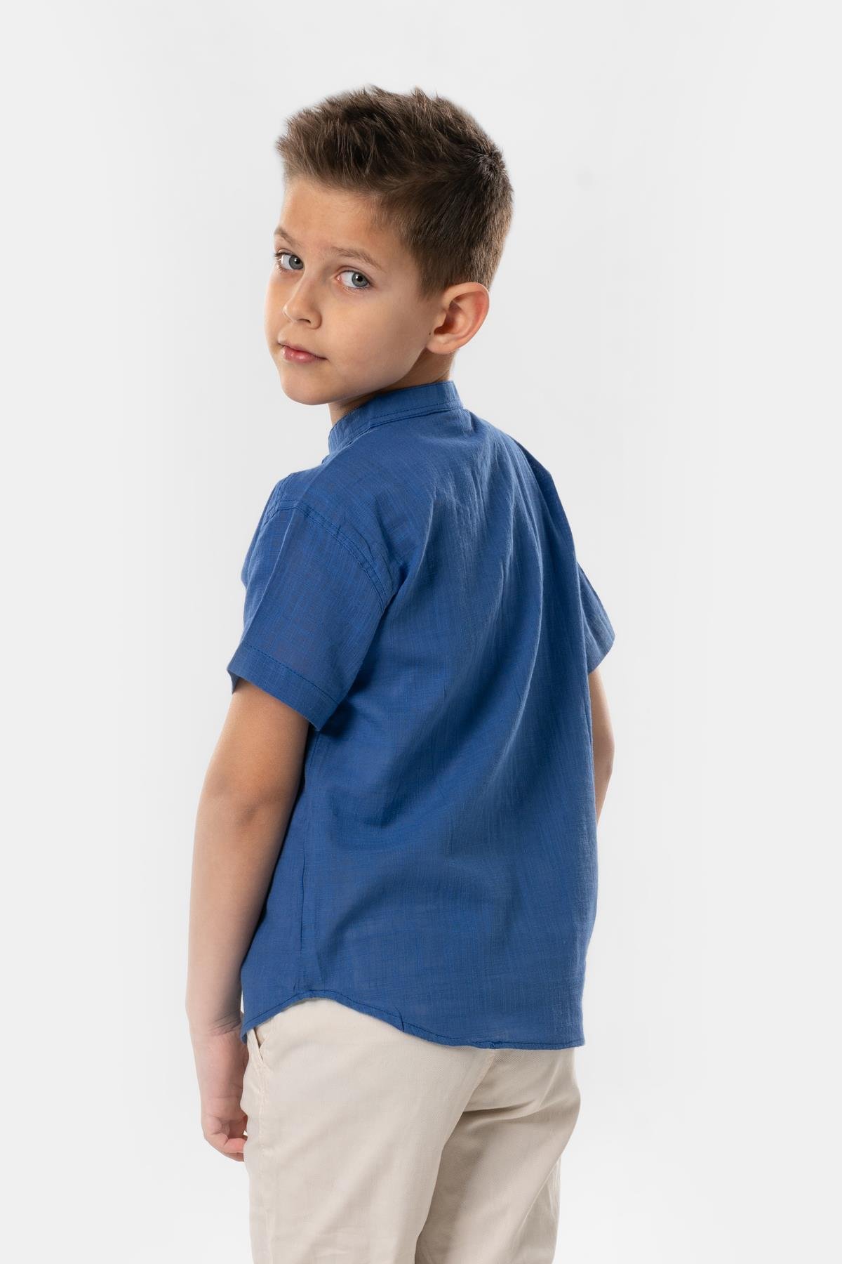 Kısa Kol Şile Bezi Bodrum Yazlık Erkek Çocuk Tshirt Saks 3050