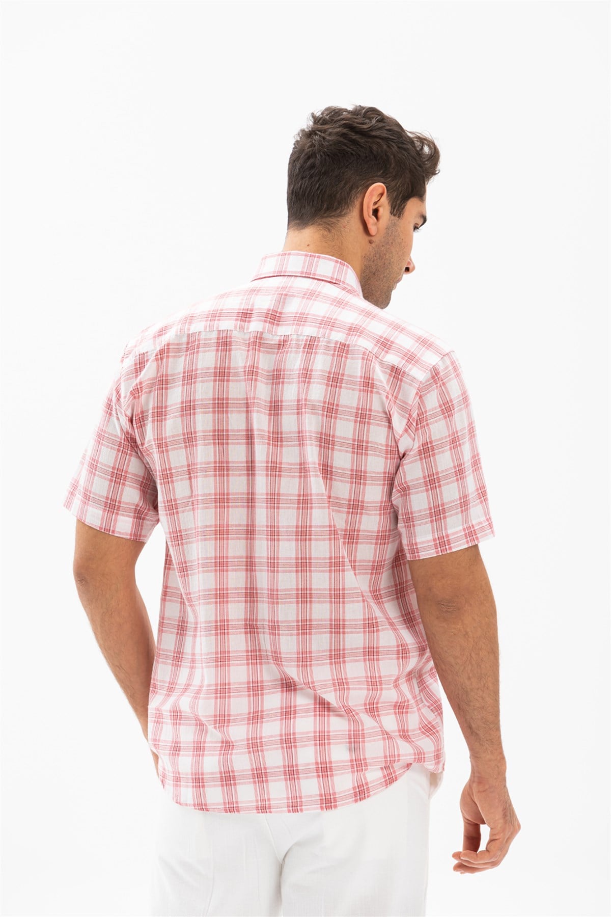 Short Sleeve Shirt Pink Plaid