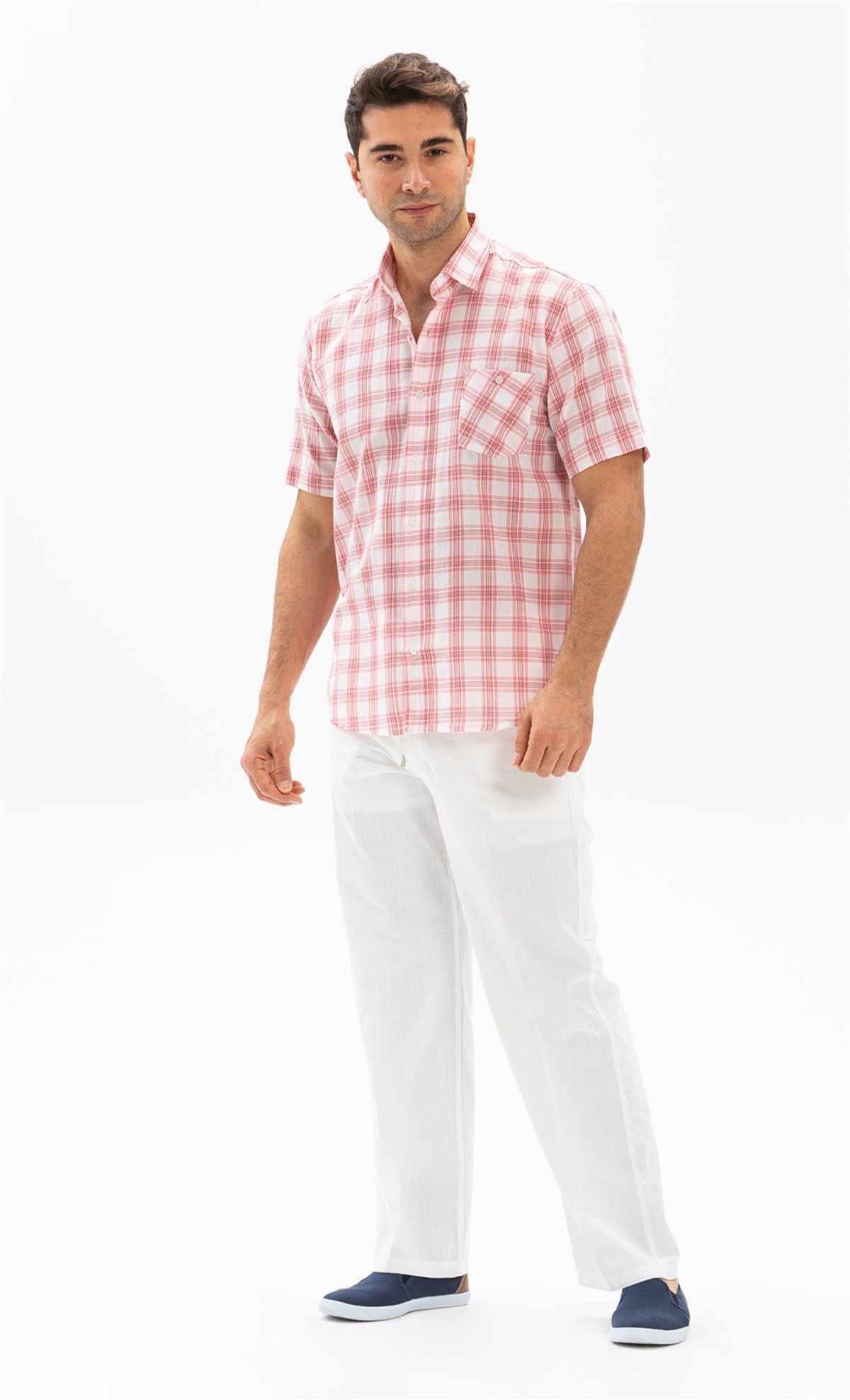 Short Sleeve Shirt Pink Plaid