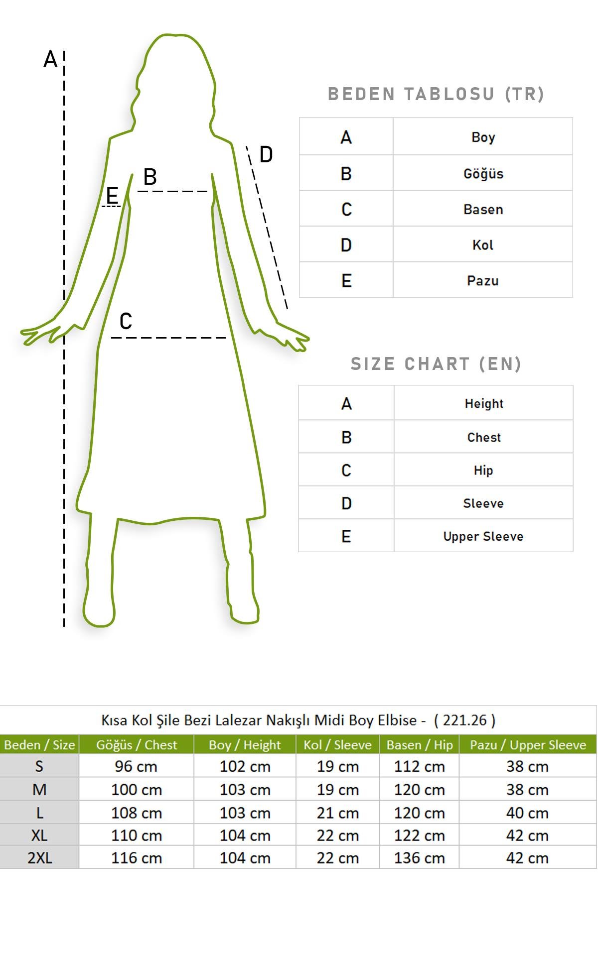 Kısa Kol Şile Bezi Lalezar Nakışlı Midi Boy Elbise Lacivert Lcvt