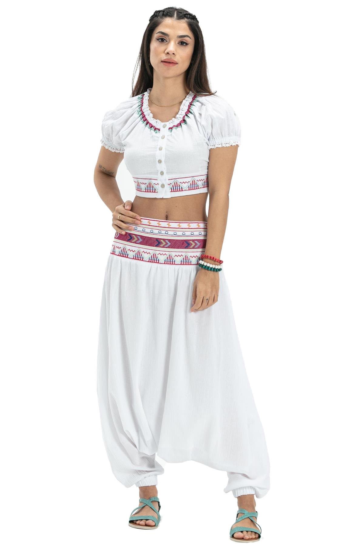 Short Sleeve Sile Fabric Latin Bustier White